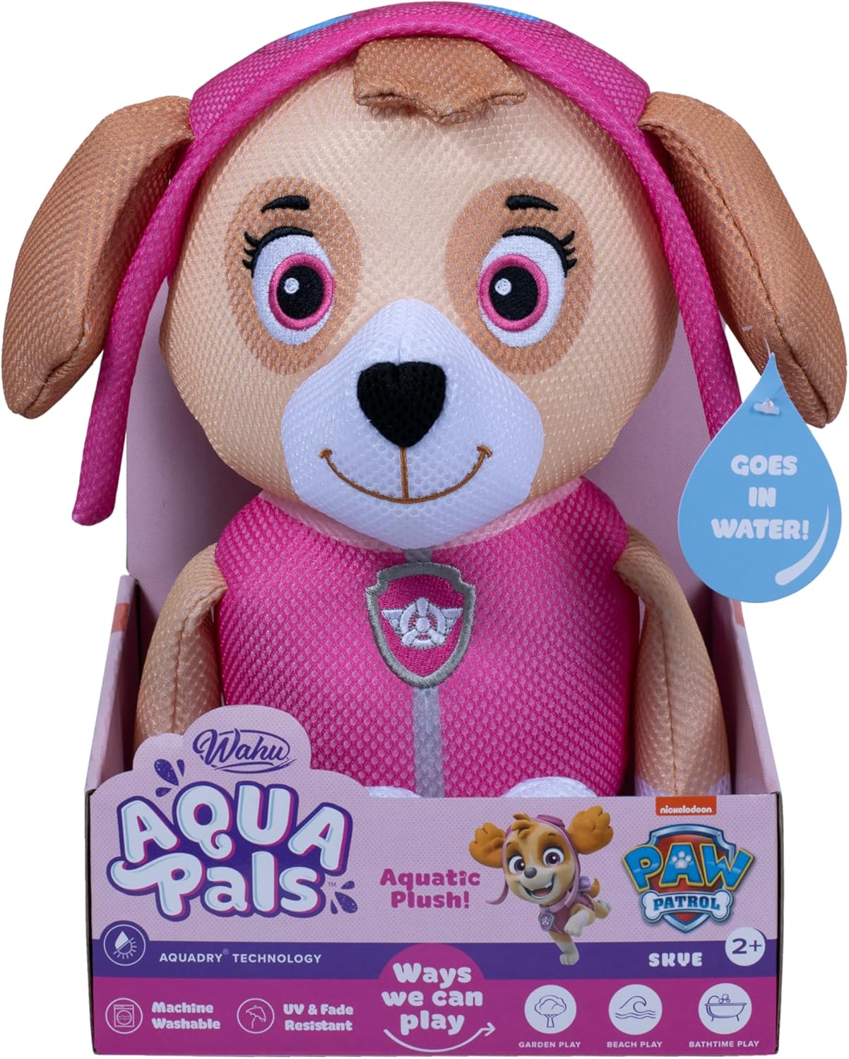 Wahu Aqua Pals Paw Patrol Skye Medium Plush Toy - Pool, Bath & Beach Play for Toddlers 2+