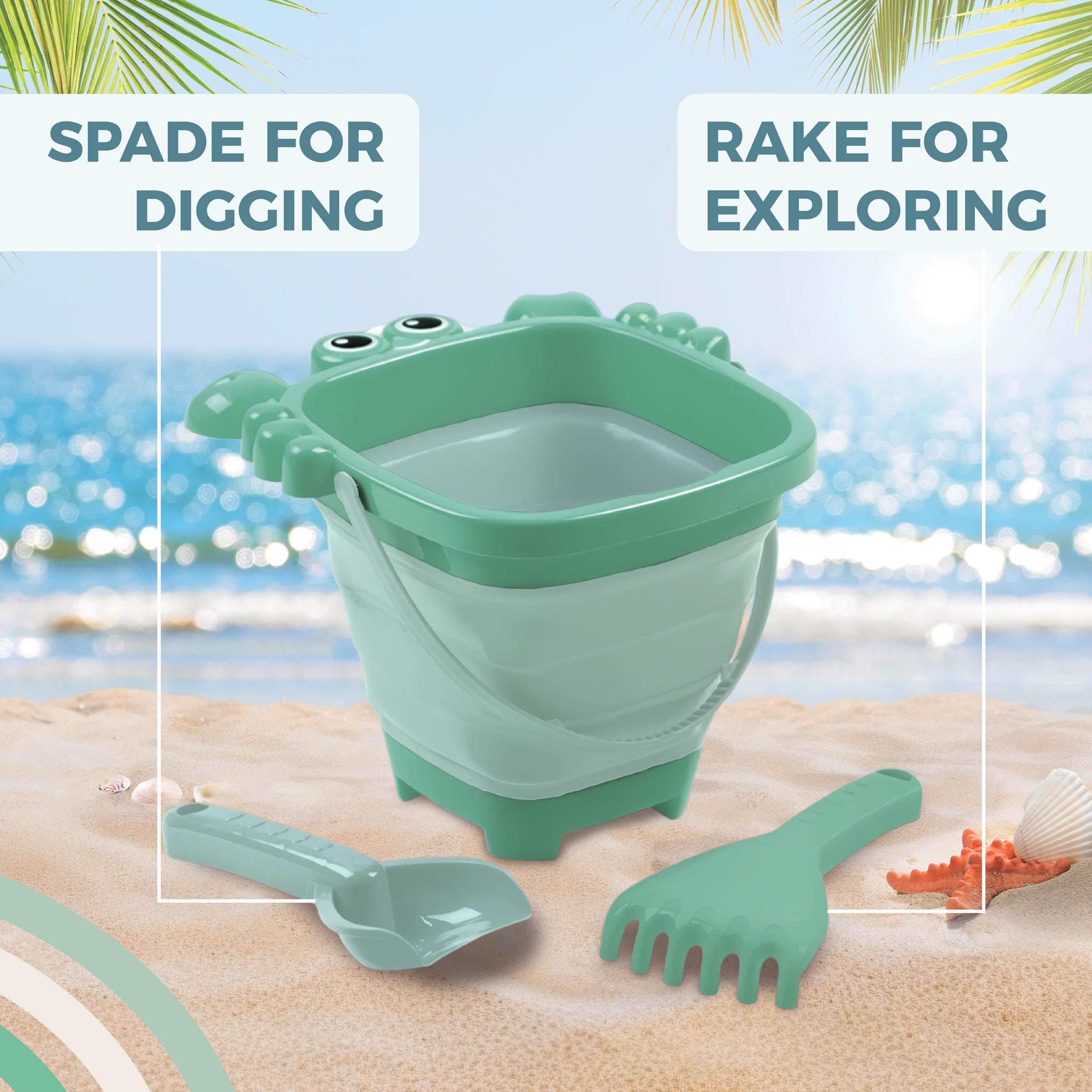 Mookie Collapsible Beach Bucket Set with Crab Sandcastle Mould | 3 Buckets | Ages 10m+ 4