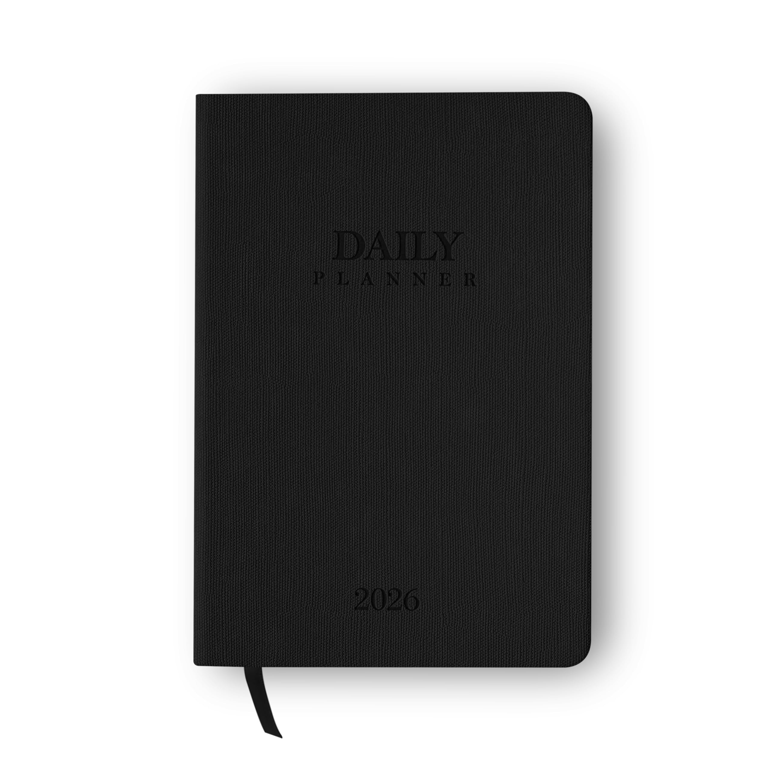 delka 2026 A5 Daily Planner Diary - Day Per Page Appointment Book | Charcoal Black