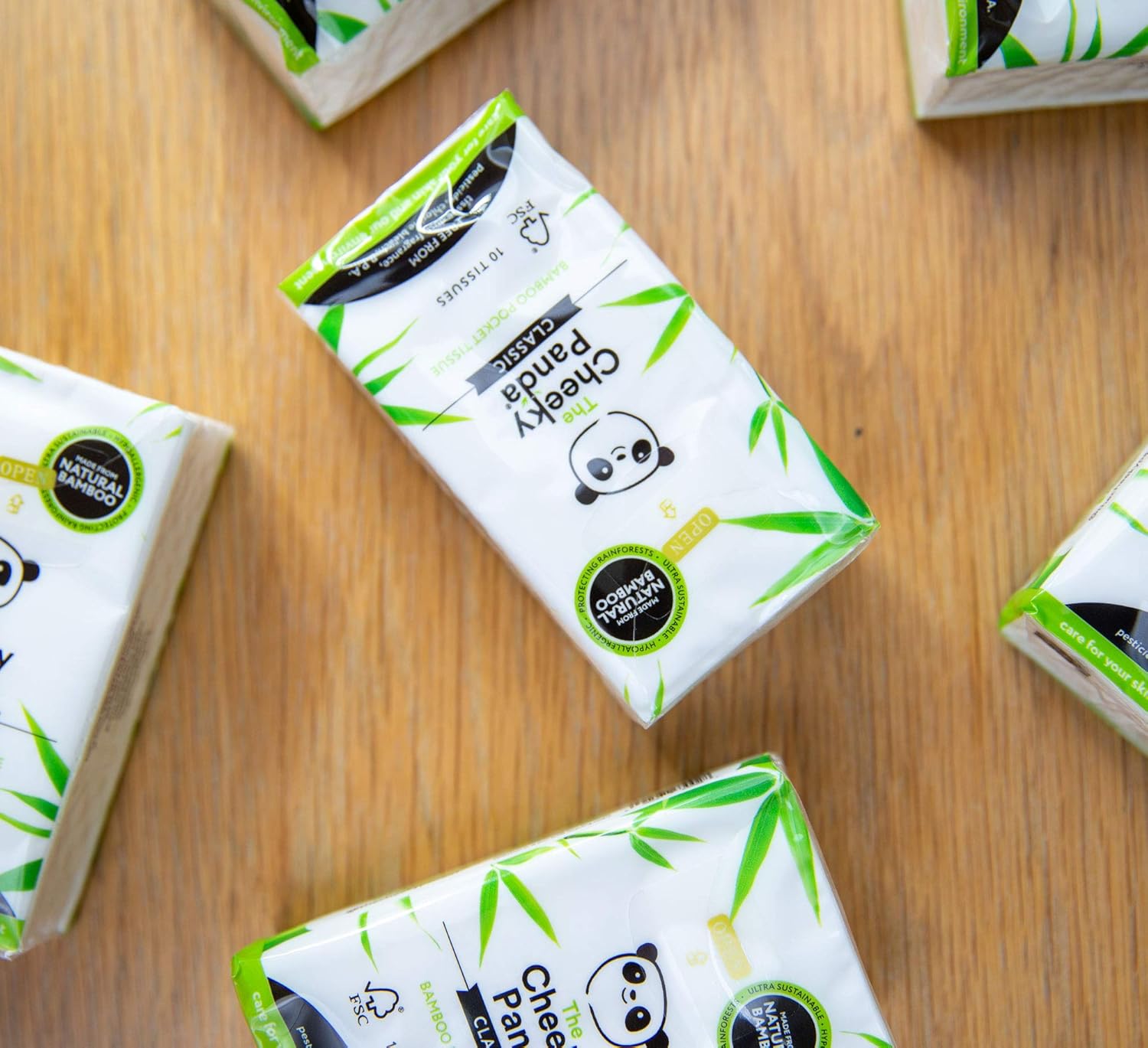 The Cheeky Panda - Bamboo Pocket Tissues 8-Pack | 3-Ply Hypoallergenic Travel Tissues 6
