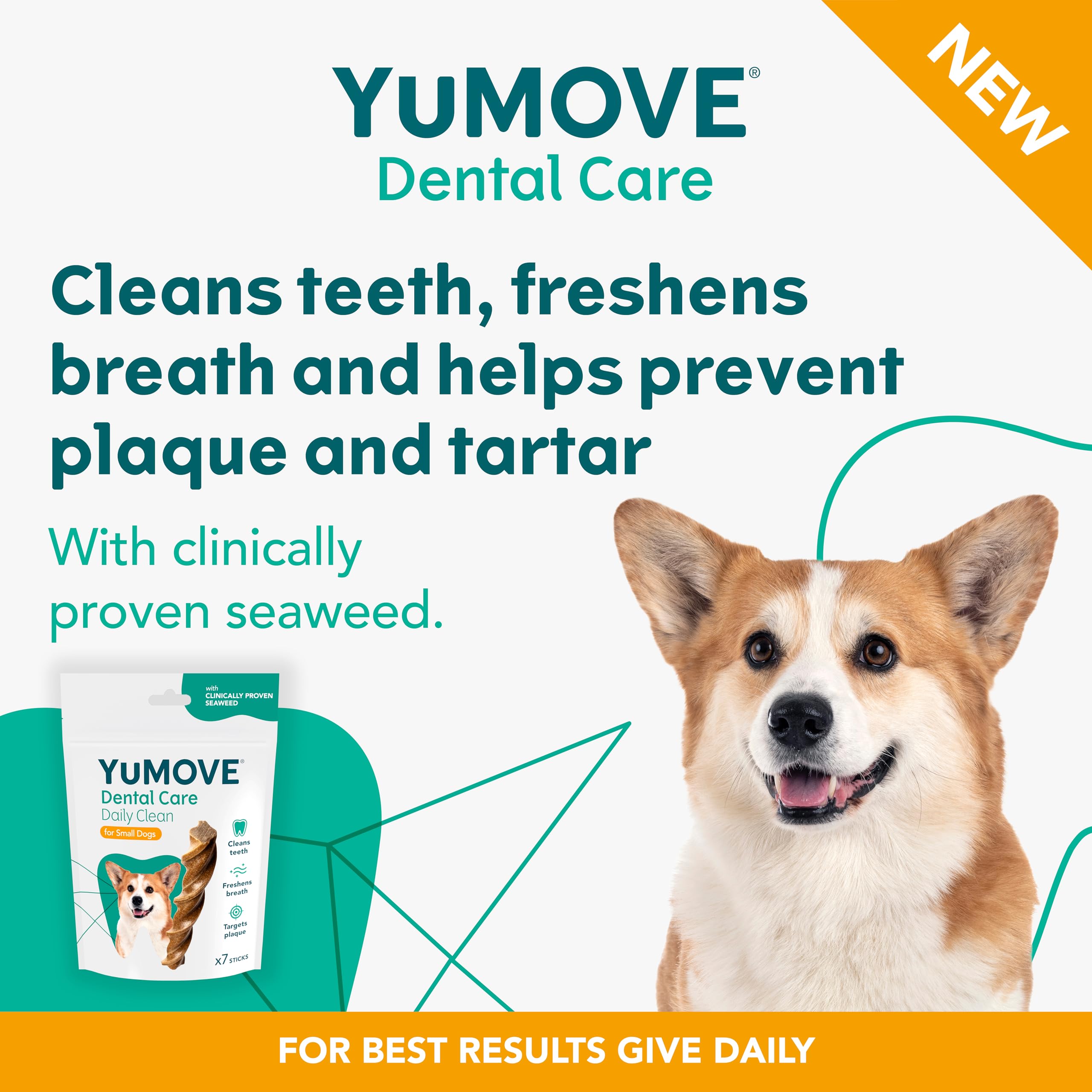 YuMOVE Daily Clean Dental Sticks for Small Dogs - Cleans Teeth & Freshens Breath | 7 Pack