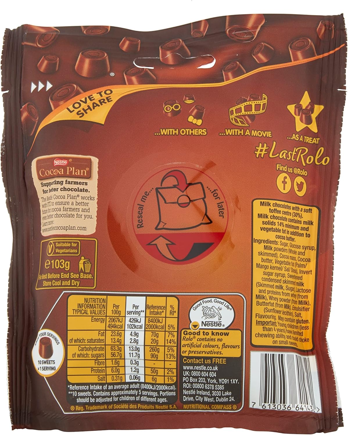 Nestlé - Little ROLO Milk Chocolate and Caramel Sharing Bags Multipack 6