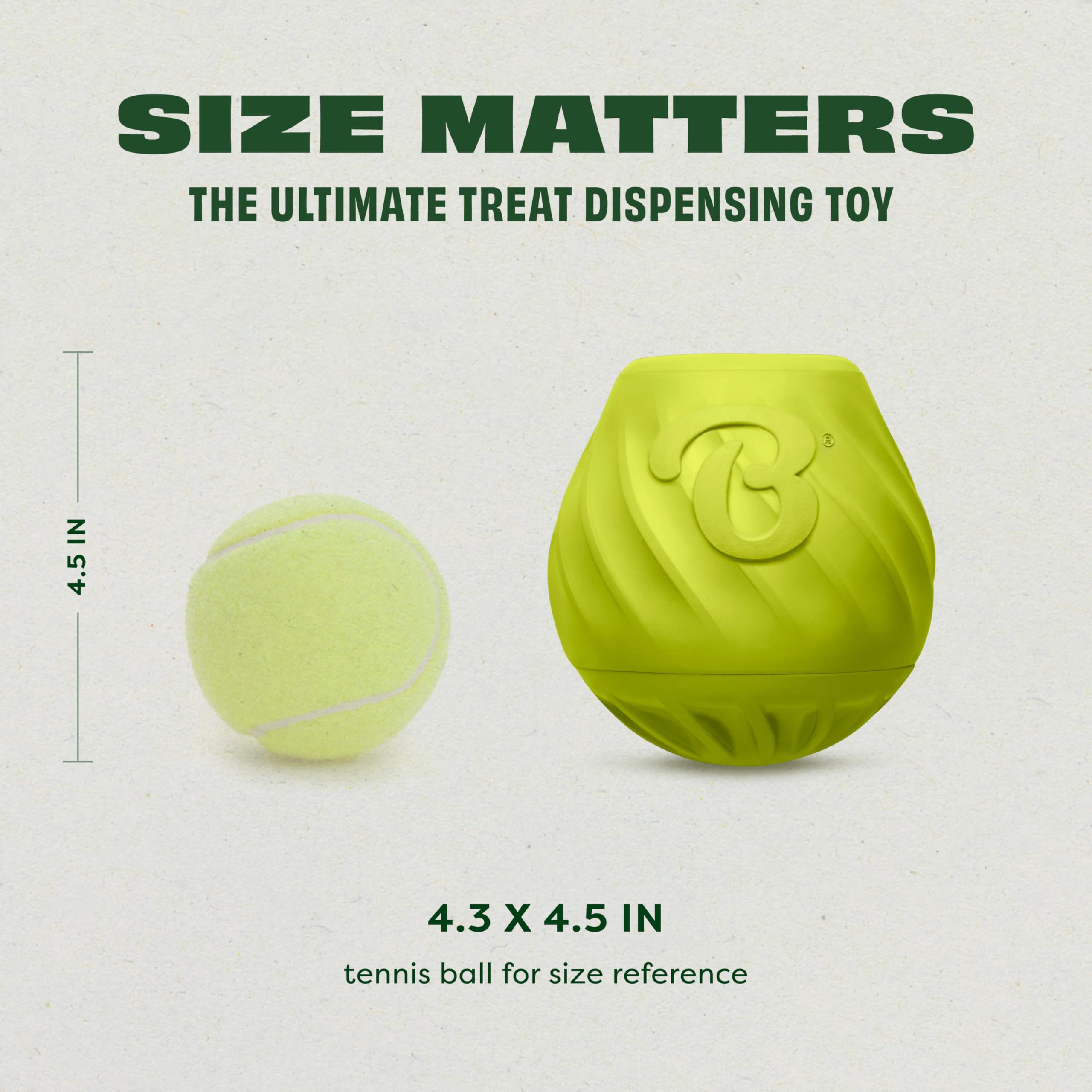 Benebone Pawbler - Natural Rubber Interactive Treat Dispenser Toy | Bacon Scented | Green 5
