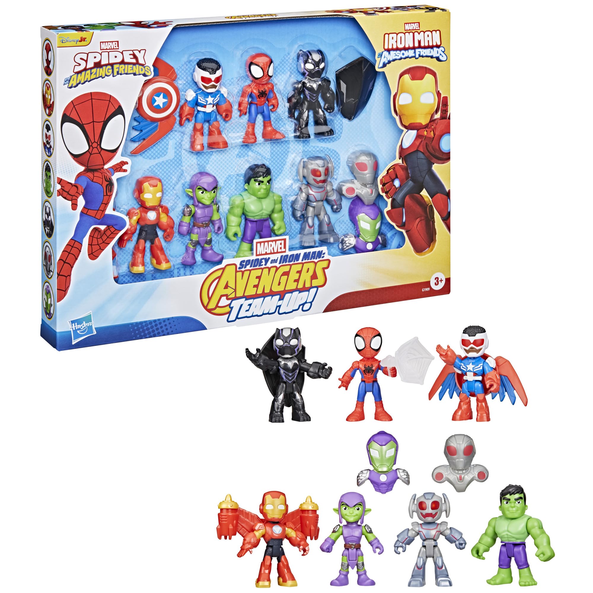 Spidey and Iron Man: Avengers Team-Up! Action Figure Set - 7-Piece Marvel Toy Collection for Kids 8