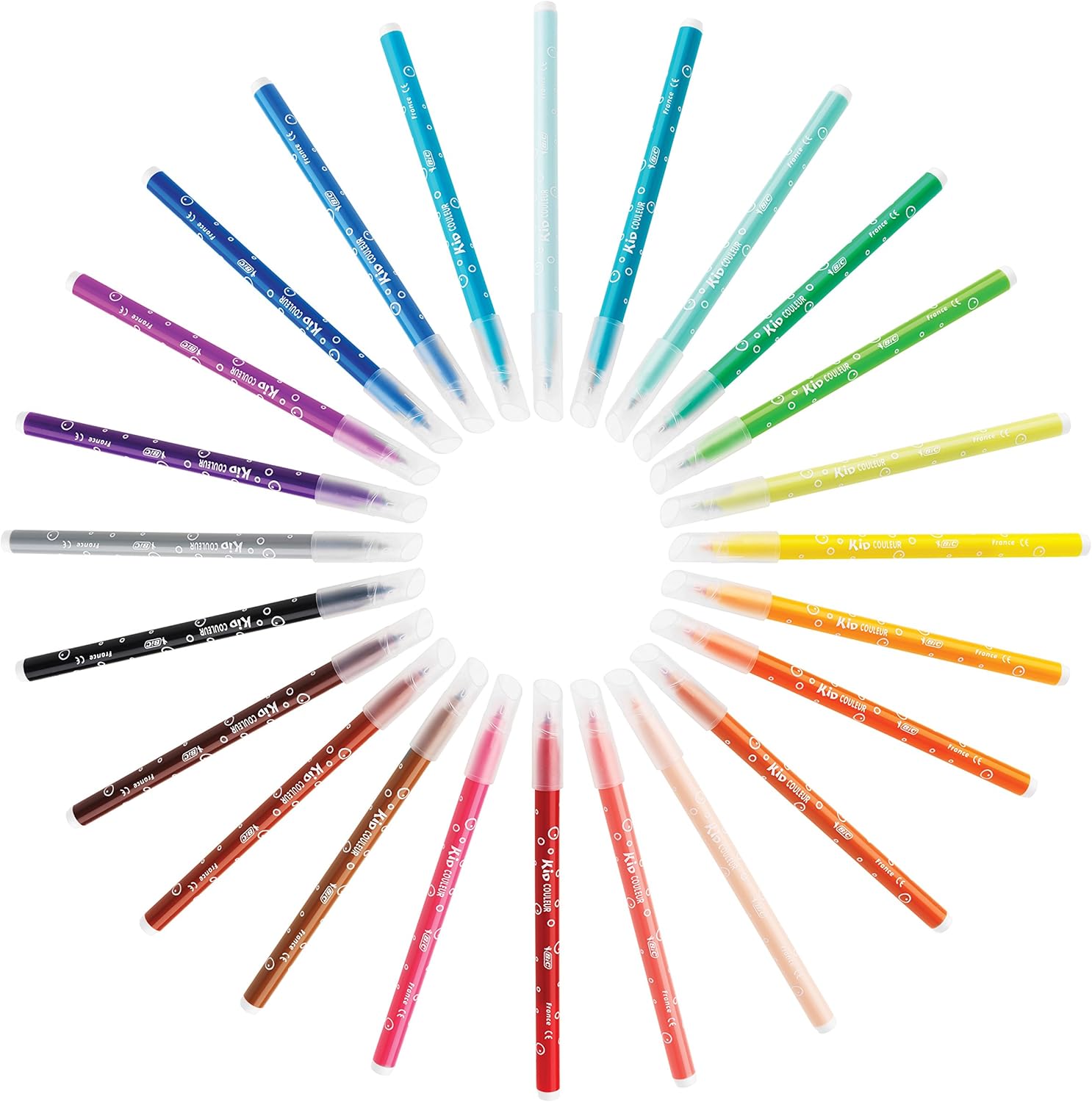 BIC Kids Kid Couleur Felt Tip Pens - Assorted Colors Medium Point Washable Markers for Kids, Pack of 12 24