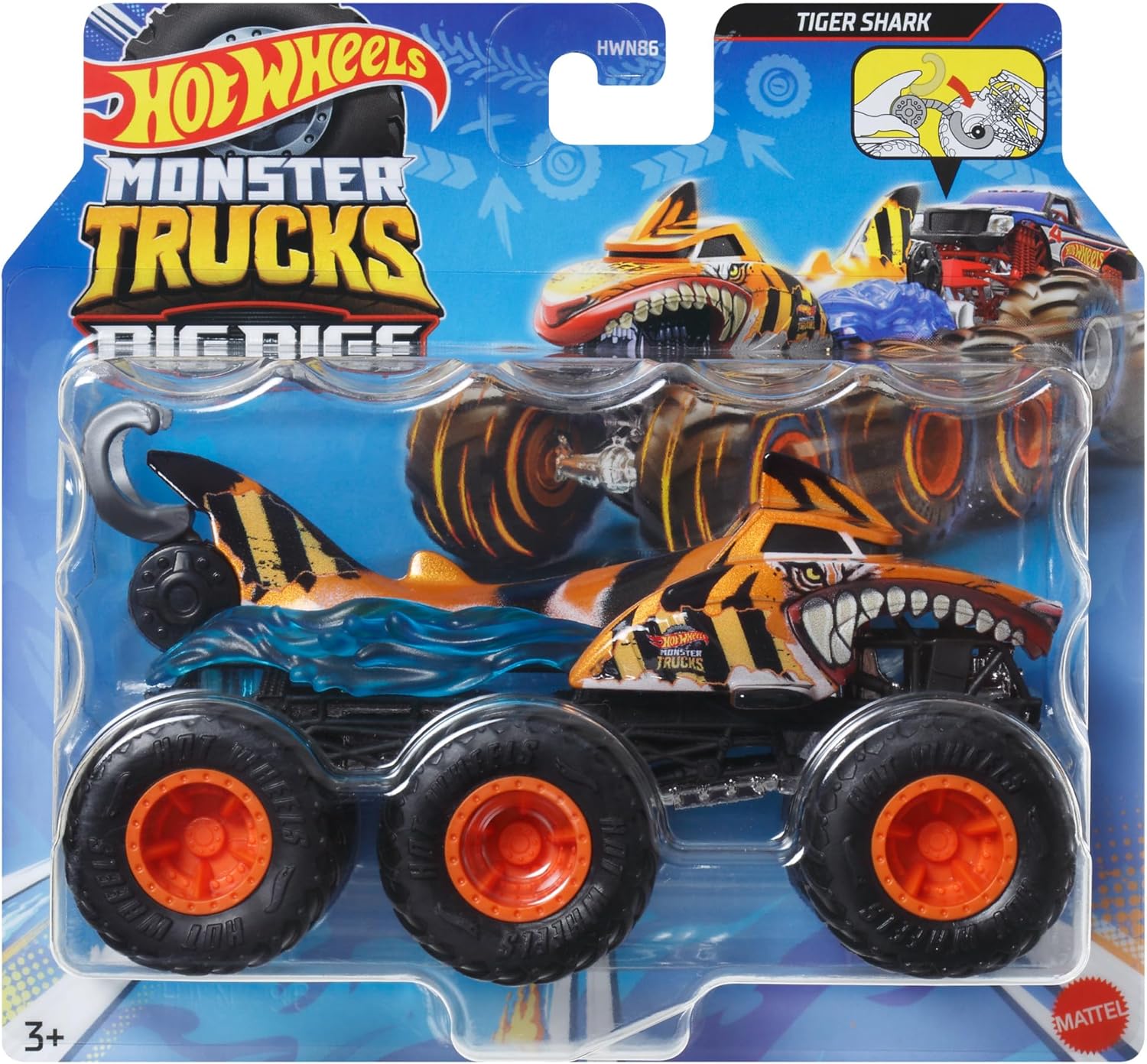 Hot Wheels Monster Trucks Big Rigs - 1:64 Scale 6-Wheel Toy Truck for Kids 3+ 5
