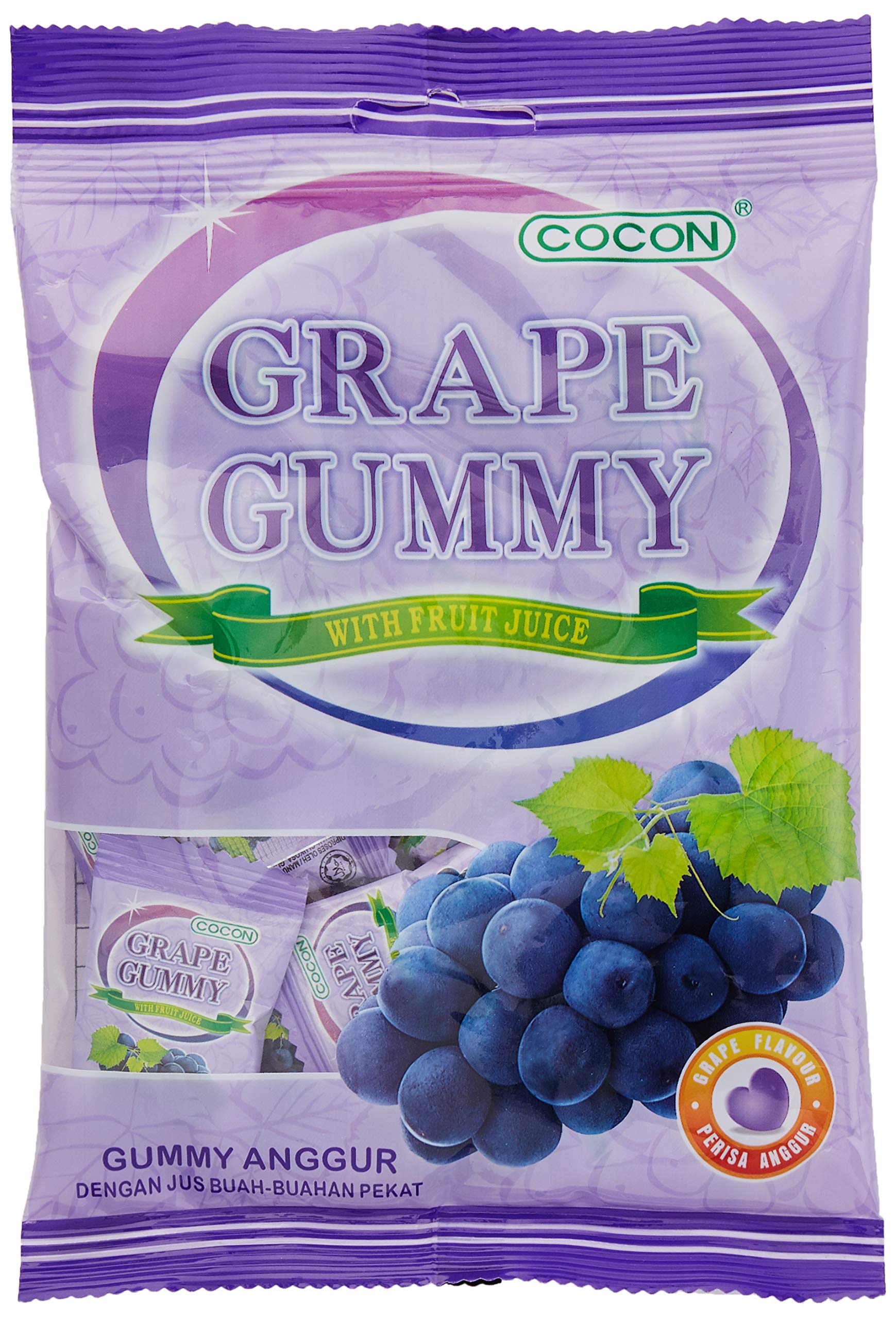 Cocon Gummy Grape Jelly Sweets 100 g – einzeln verpackte Kaubonbons mit Fruchtgeschmack