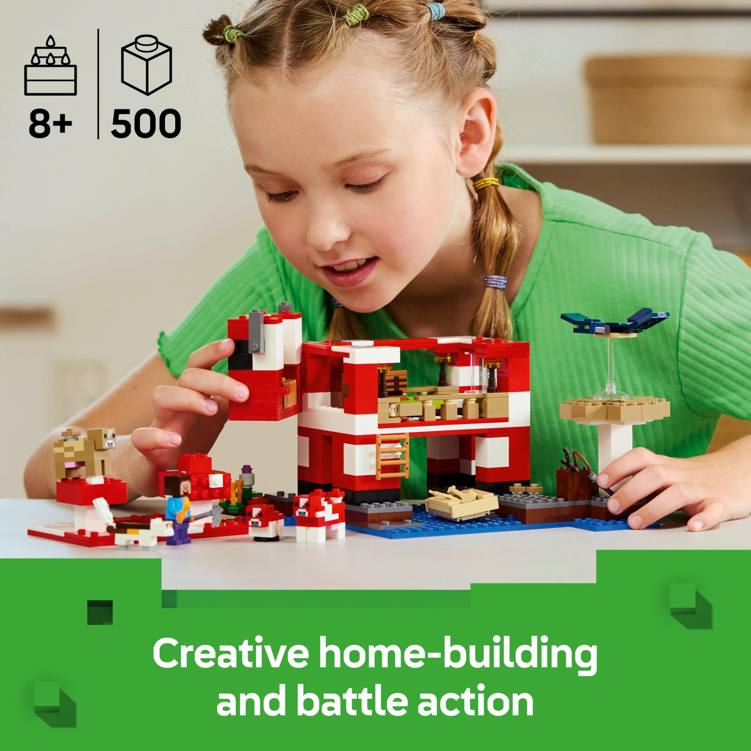 LEGO Minecraft The Mooshroom House Building Set 21270 | Includes Steve Figure & Mobs | Ages 8+