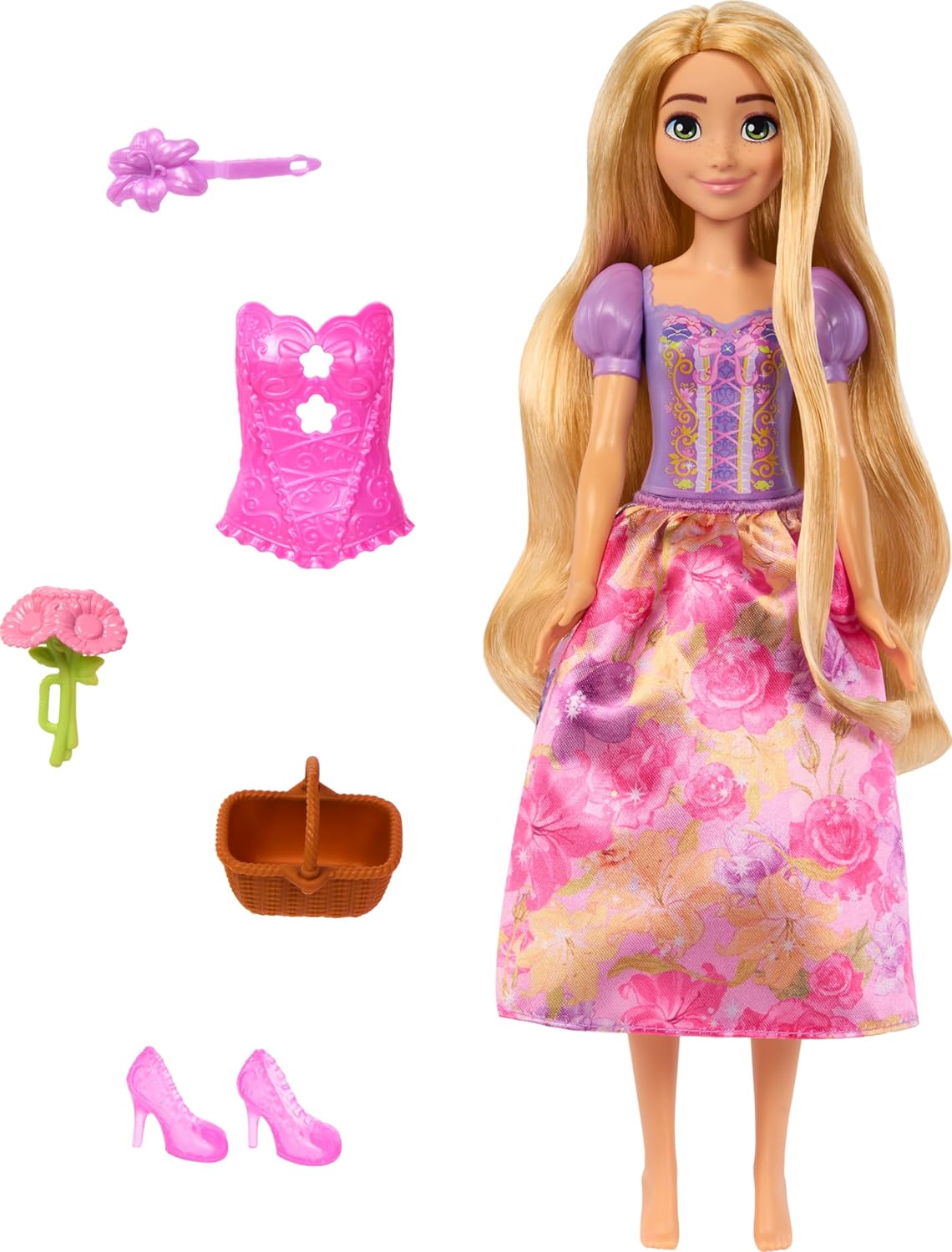 Mattel Disney Princess Rapunzel Fashion Doll Set - Spin & Reveal Playset for Kids 4