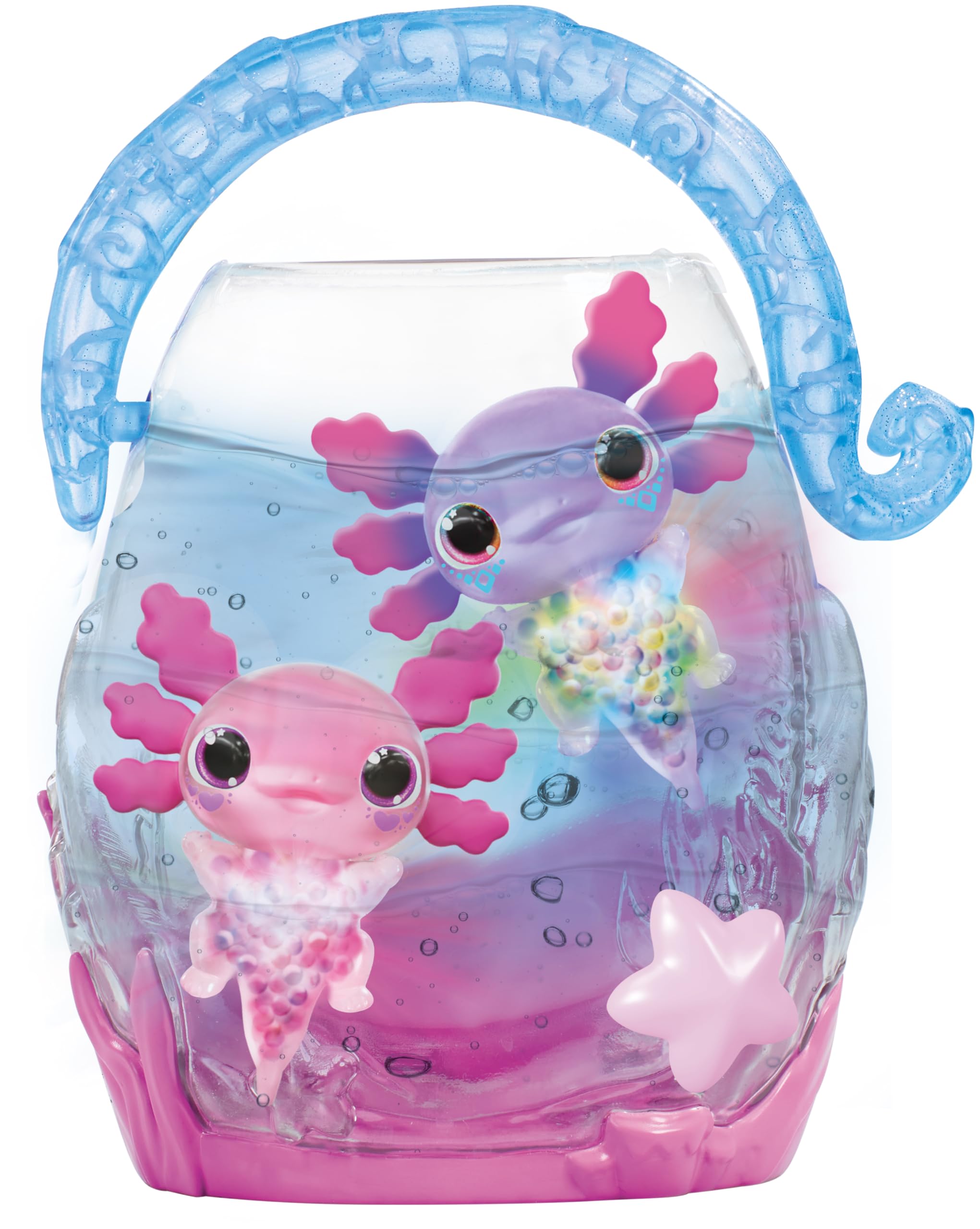 Animagic Let's Glo Axolotl Bubble Reef Twin Pack - Interactive Light-Up Electronic Pet Playset for Kids 4