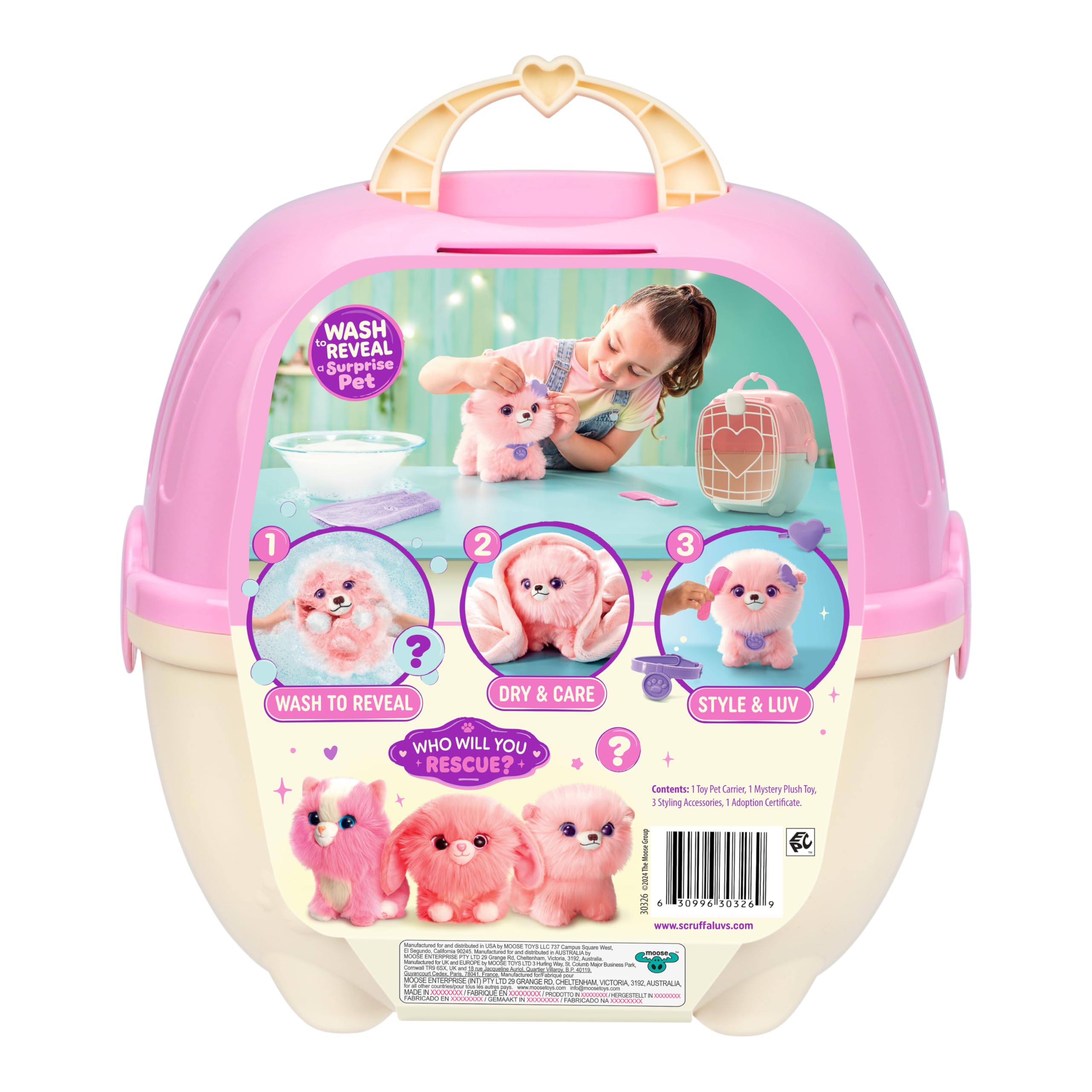 Scruff-a-Luvs Pet Scruffs Pink – Wasch- und Enthüllungs-Mysteriöses Plüschtier, 19 cm groß 6