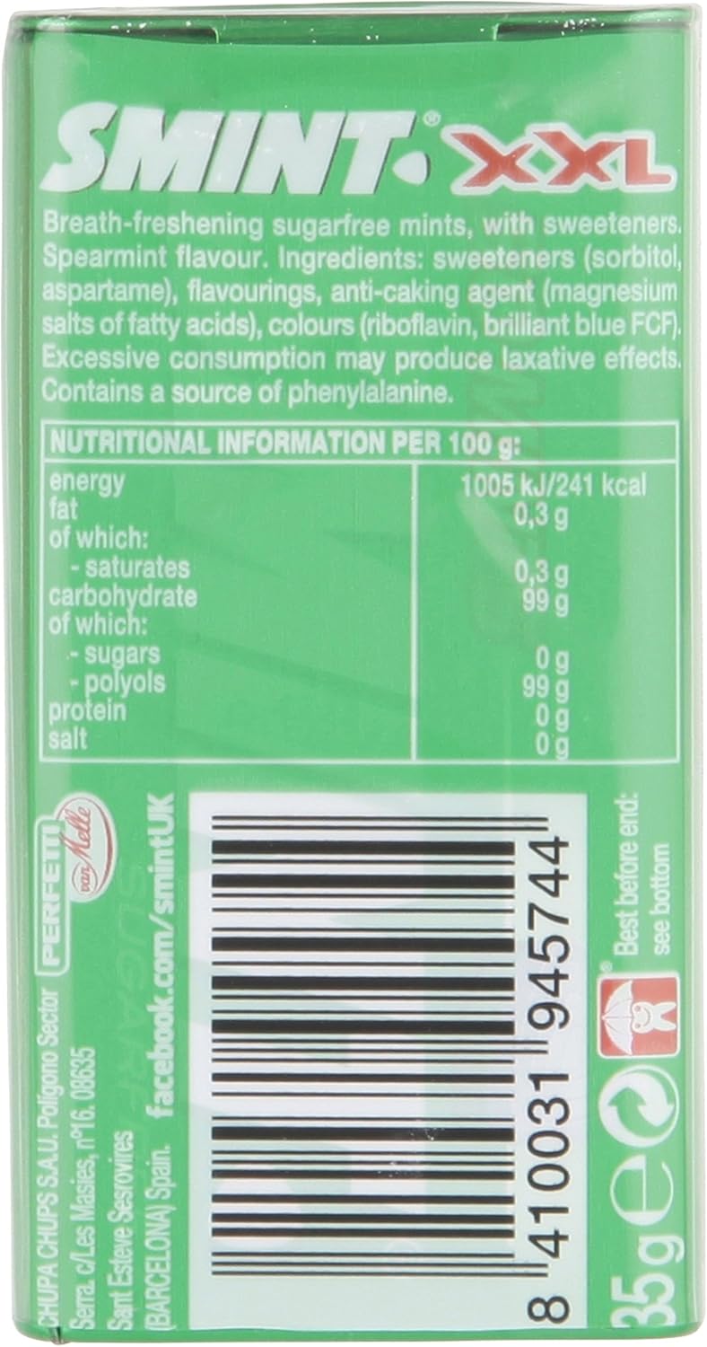 Smint - Spearmint XXL Zuckerfreie Pfefferminzbonbons (Packung mit 12 Dosen) 3