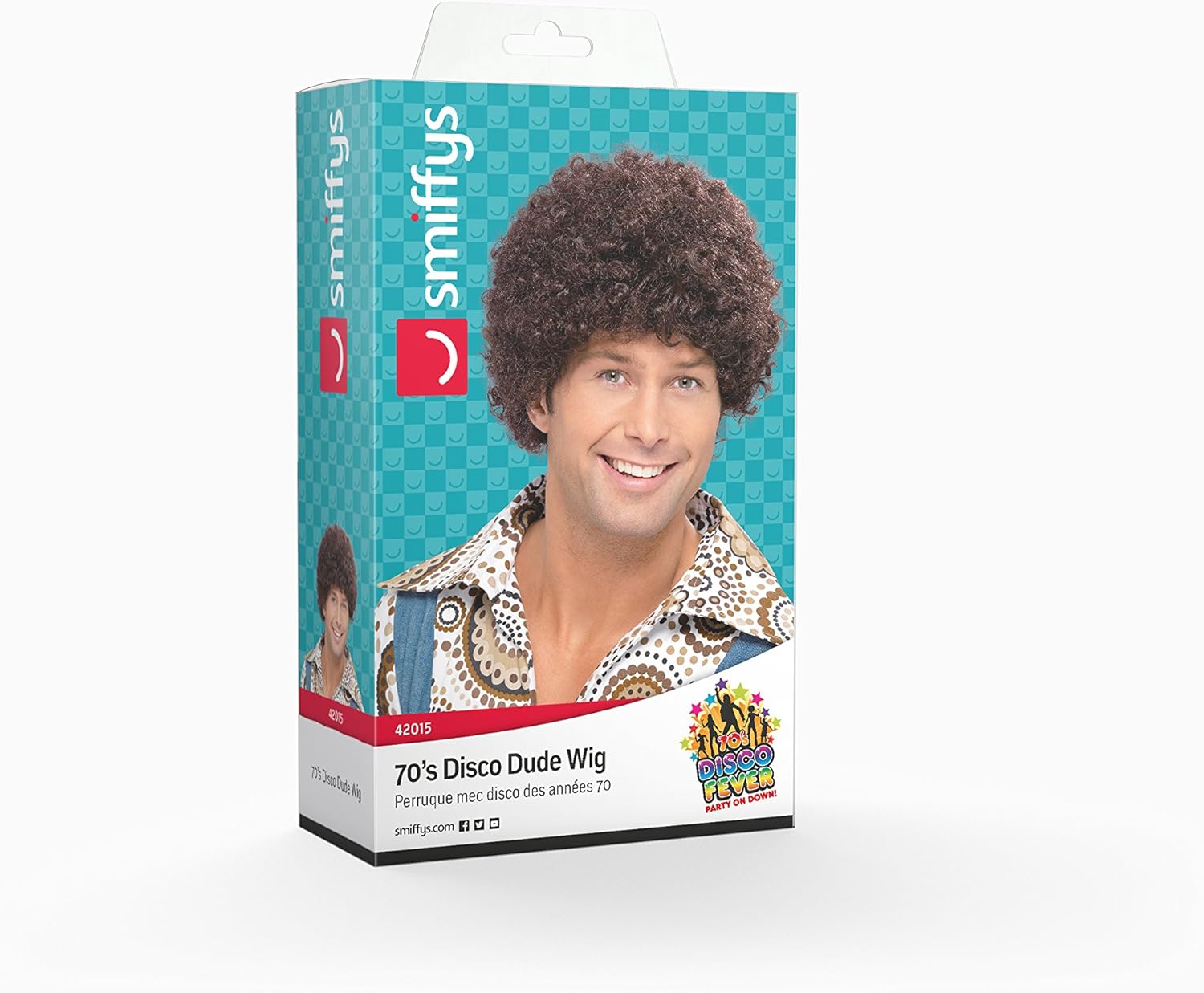 Smiffys 70s Disco Dude Afro Wig - Brown Synthetic Hair