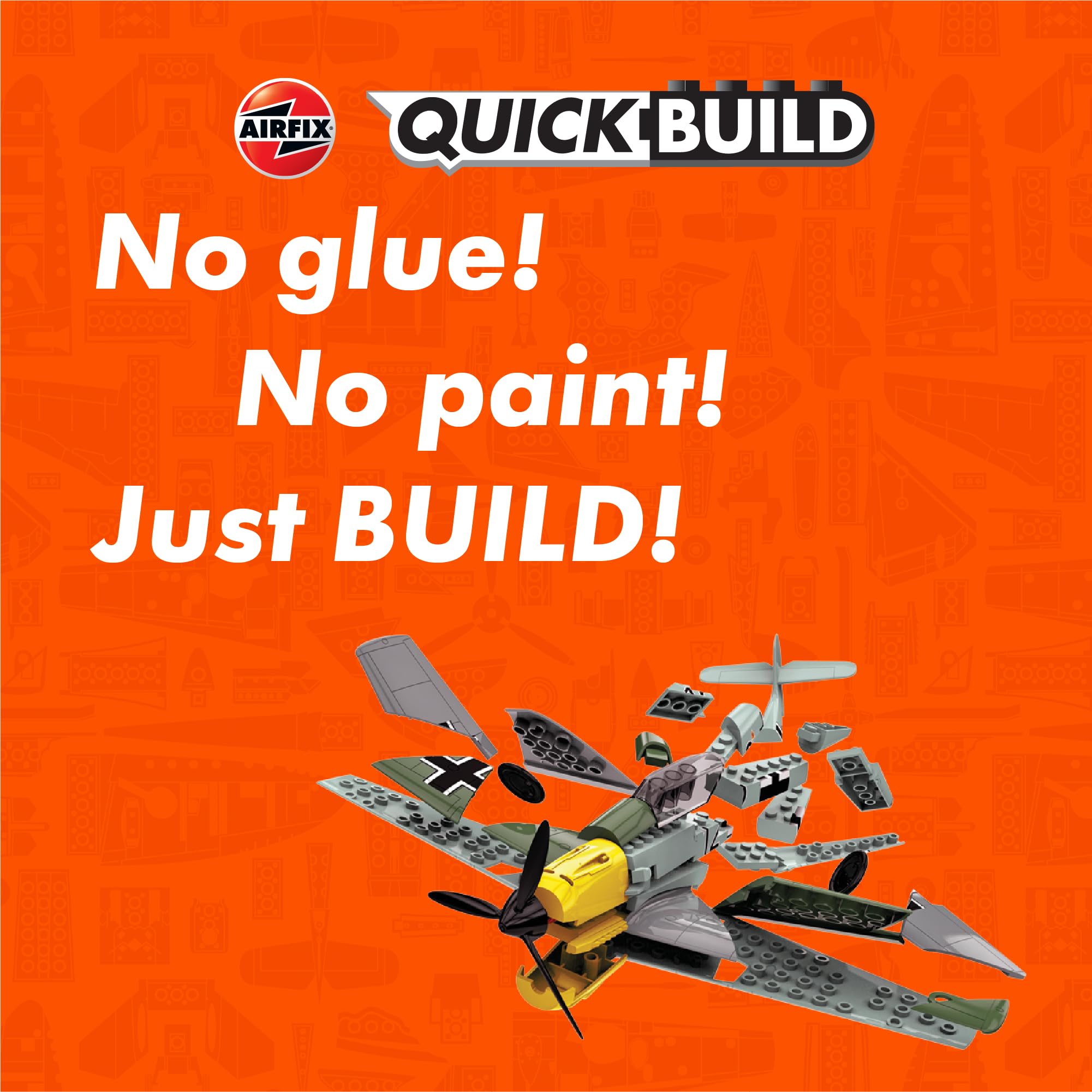 Airfix QUICKBUILD Messerschmitt Bf109 Model Kit - No Glue, No Paint, Snap-Together Aircraft for Kids 5+ 6