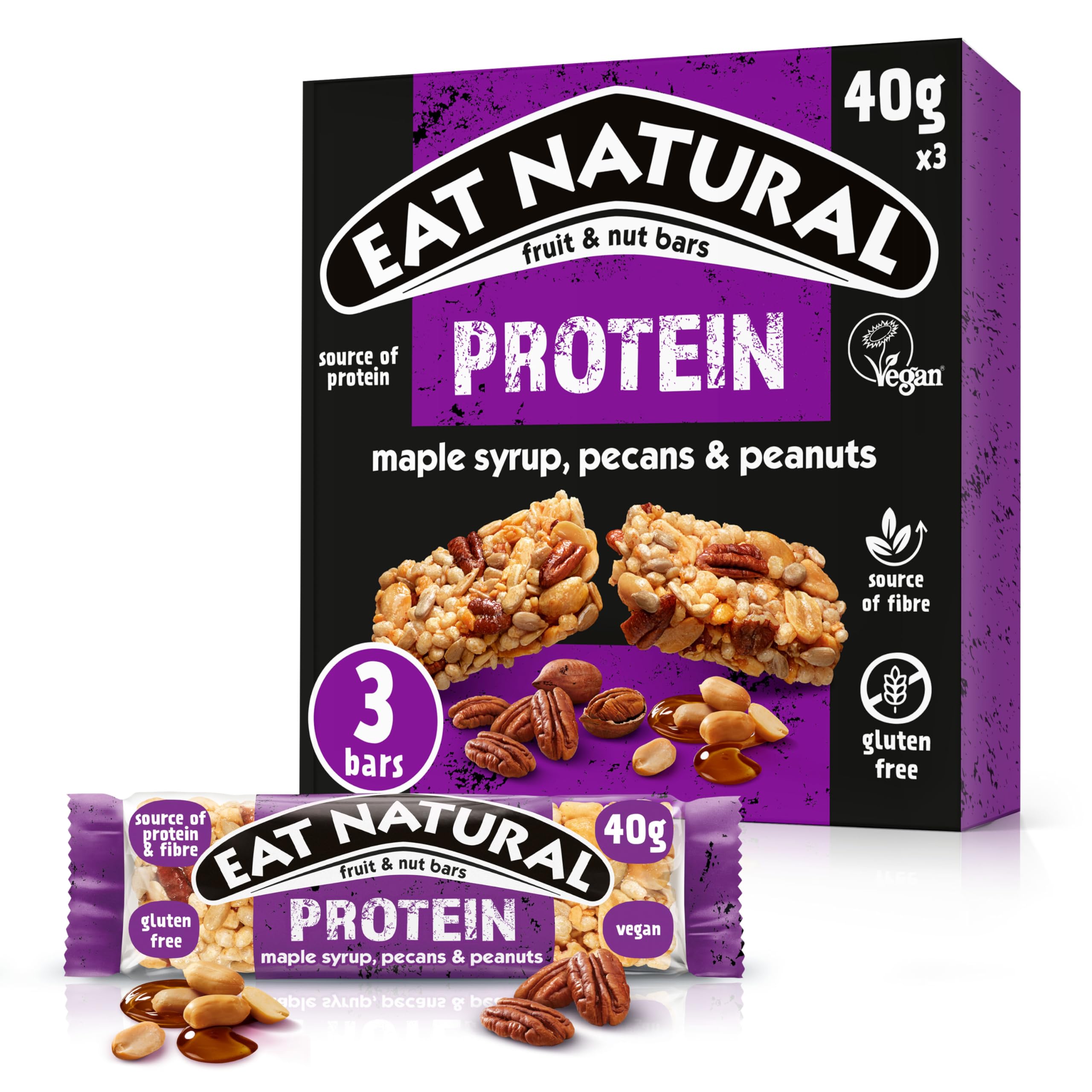 Eat Natural Protein Maple Syrup, Pecans & Peanuts Fruit & Nut Bar (3 x 40g)