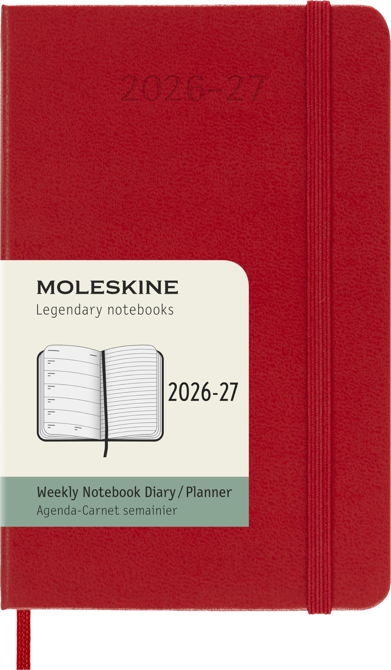 Moleskine Weekly Planner 2026-2027 - 18-Month Hardcover Pocket Planner in Scarlet Red