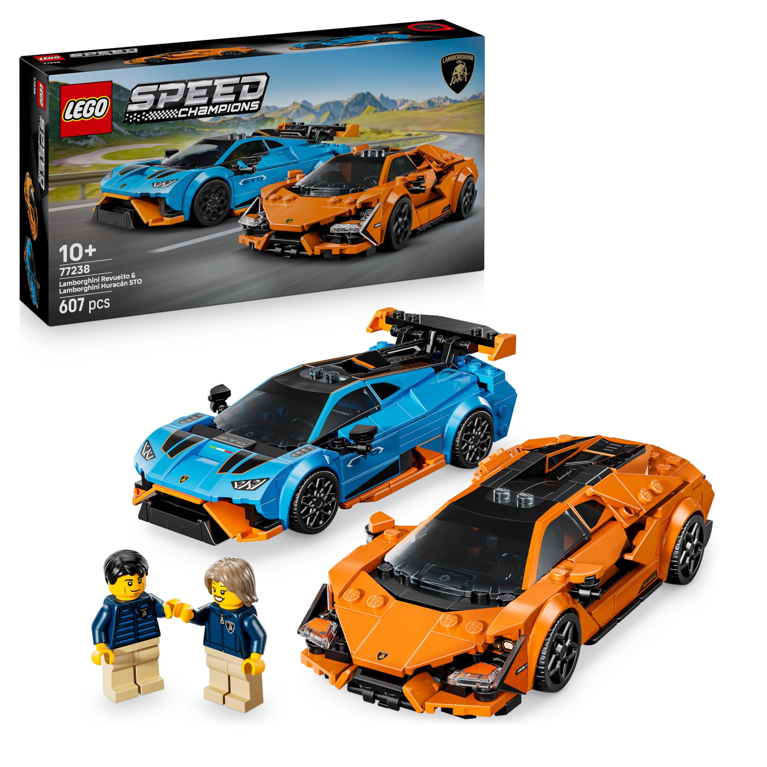 LEGO Speed Champions Lamborghini Revuelto & Huracán STO Building Set - 607-Piece Car Model Kit for Ages 10+
