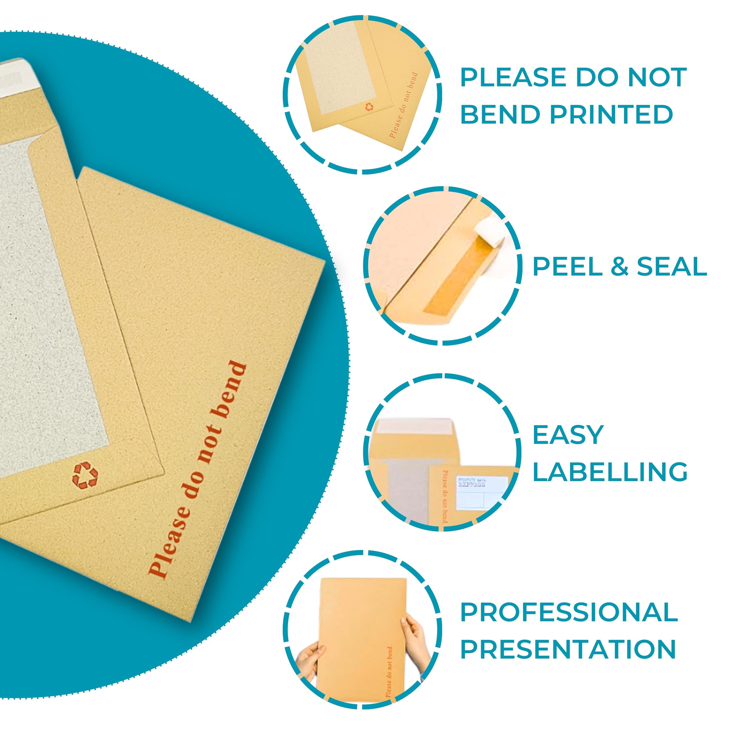 Double Dragon A4 C4 Hard Board Backed Envelopes - 20 Pack | 324mm x 229mm | Self-Seal 2