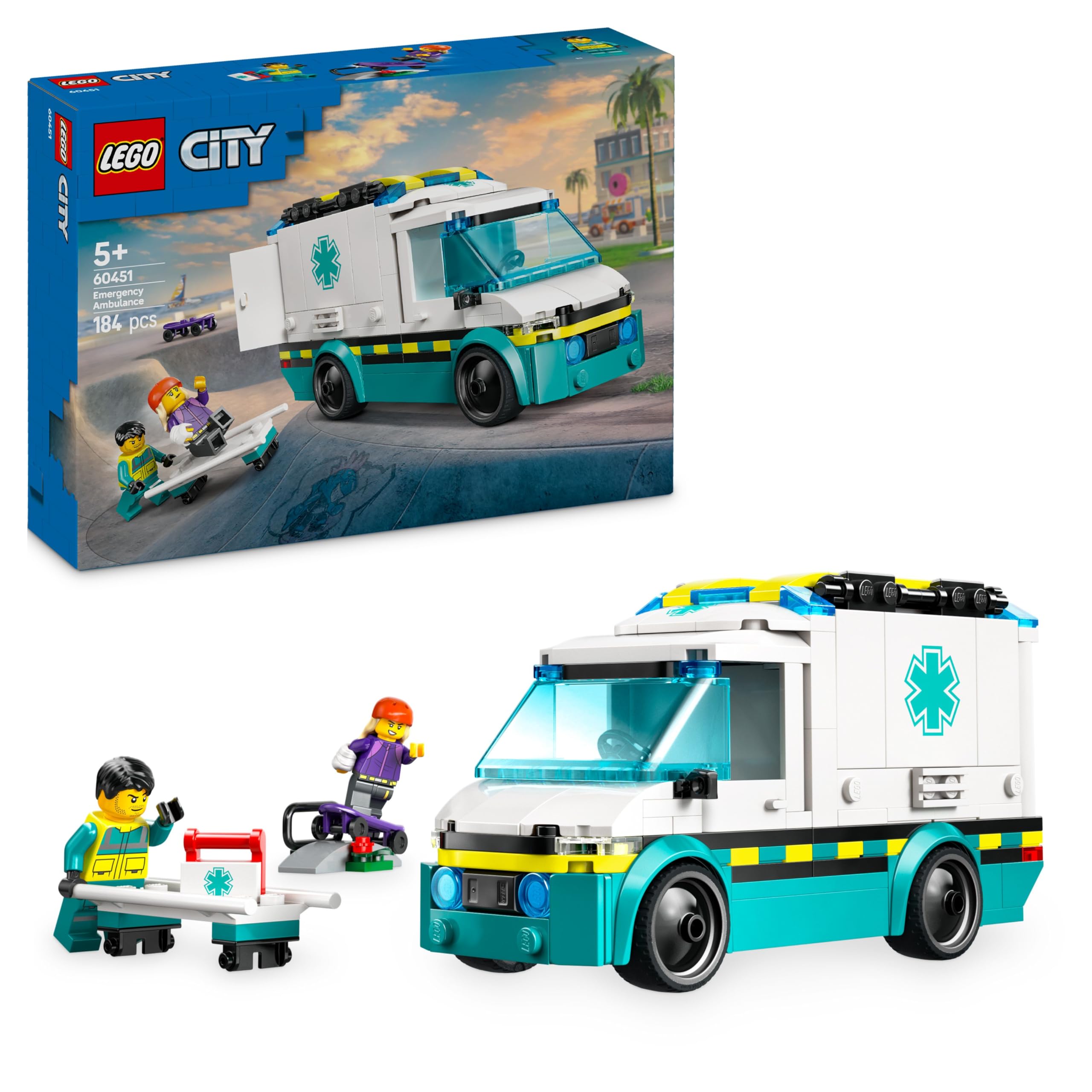 LEGO City Emergency Ambulance 60451 Building Set | Ages 5+ | Includes 2 Minifigures 1
