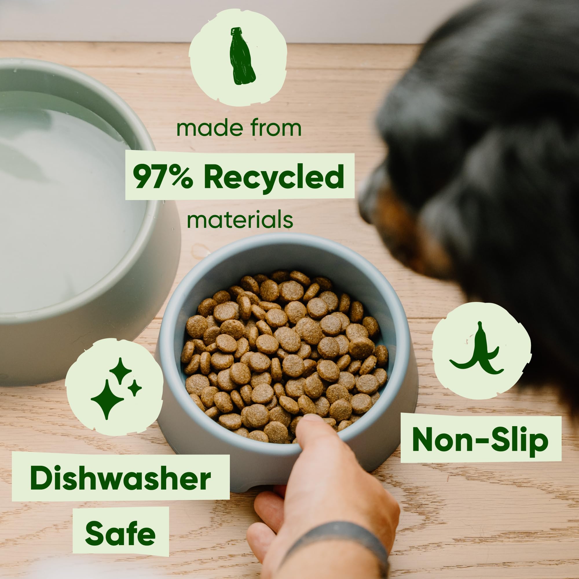 Beco Dog Bowl - Steady Food & Water Bowl | Large | Recycled Plastic | Non-Slip