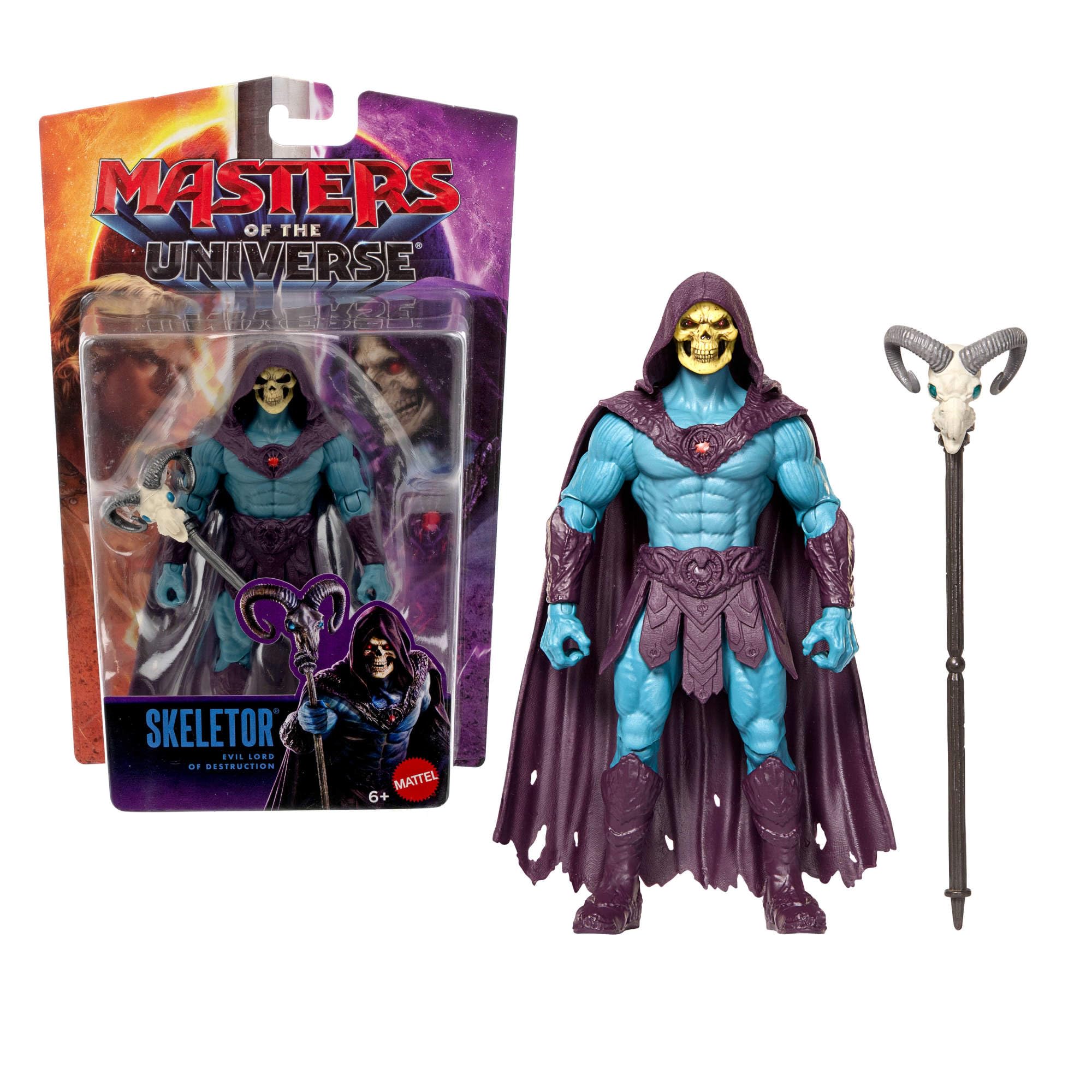 Masters of the Universe Skeletor 5.5 Inch Action Figure | 14 Movable Joints | Havoc Staff Accessory