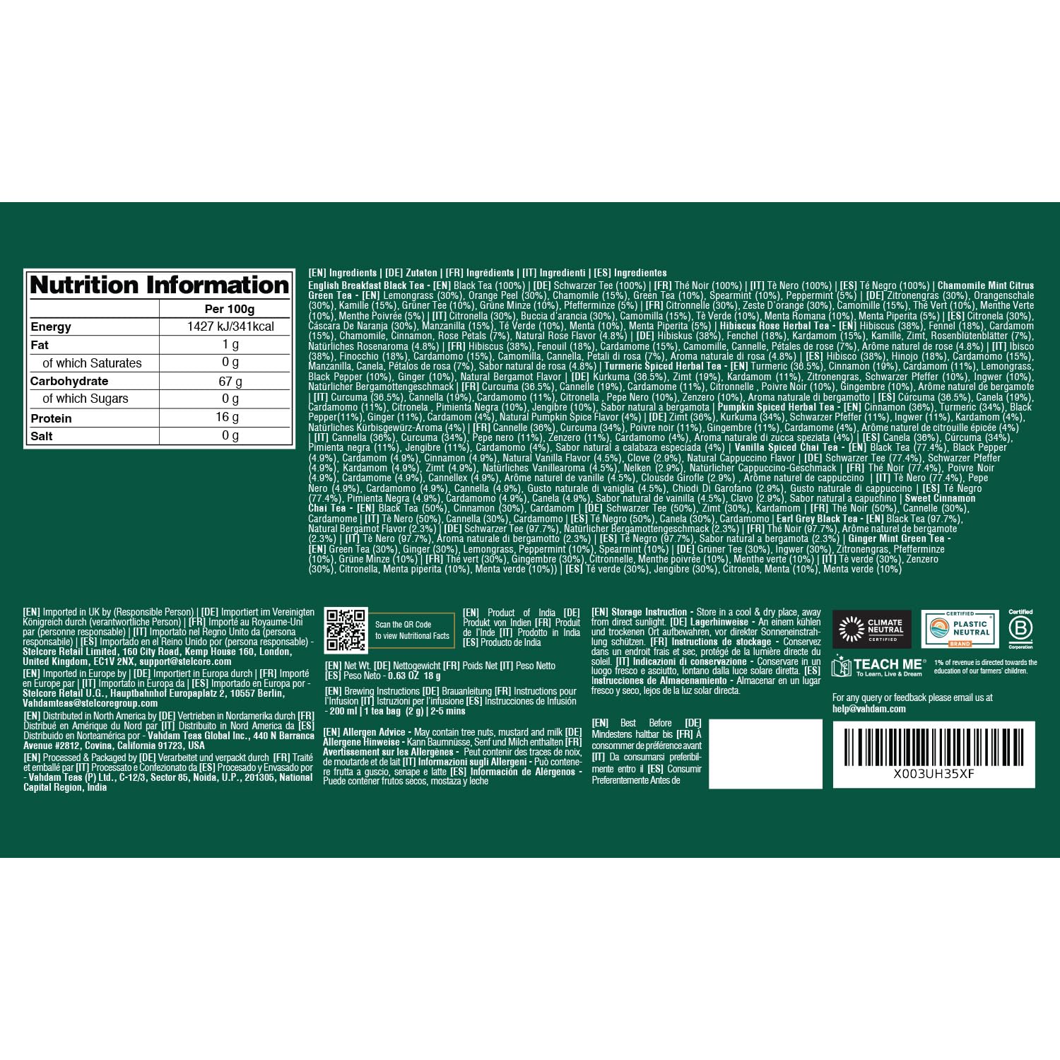 VAHDAM Frohe Weihnachten Tee-Geschenkset – Limitierte Auflage, 9 verschiedene Teebeutel 9