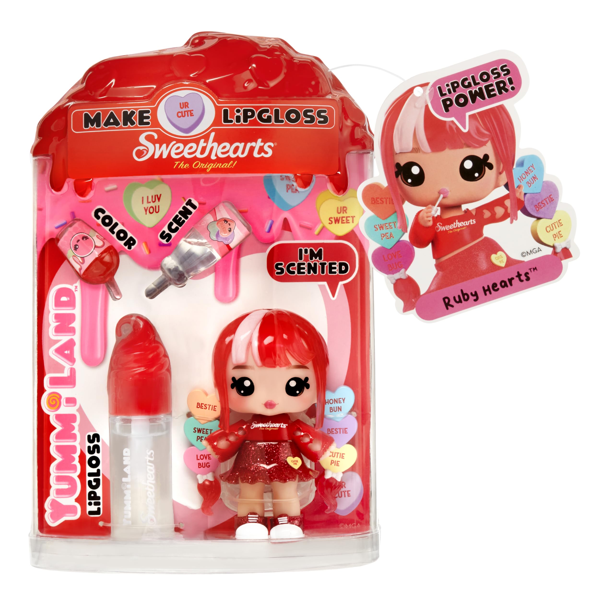 Yummiland x Sweethearts Lip Gloss Doll - Ruby Hearts with DIY Lip Gloss Kit - Ages 4+