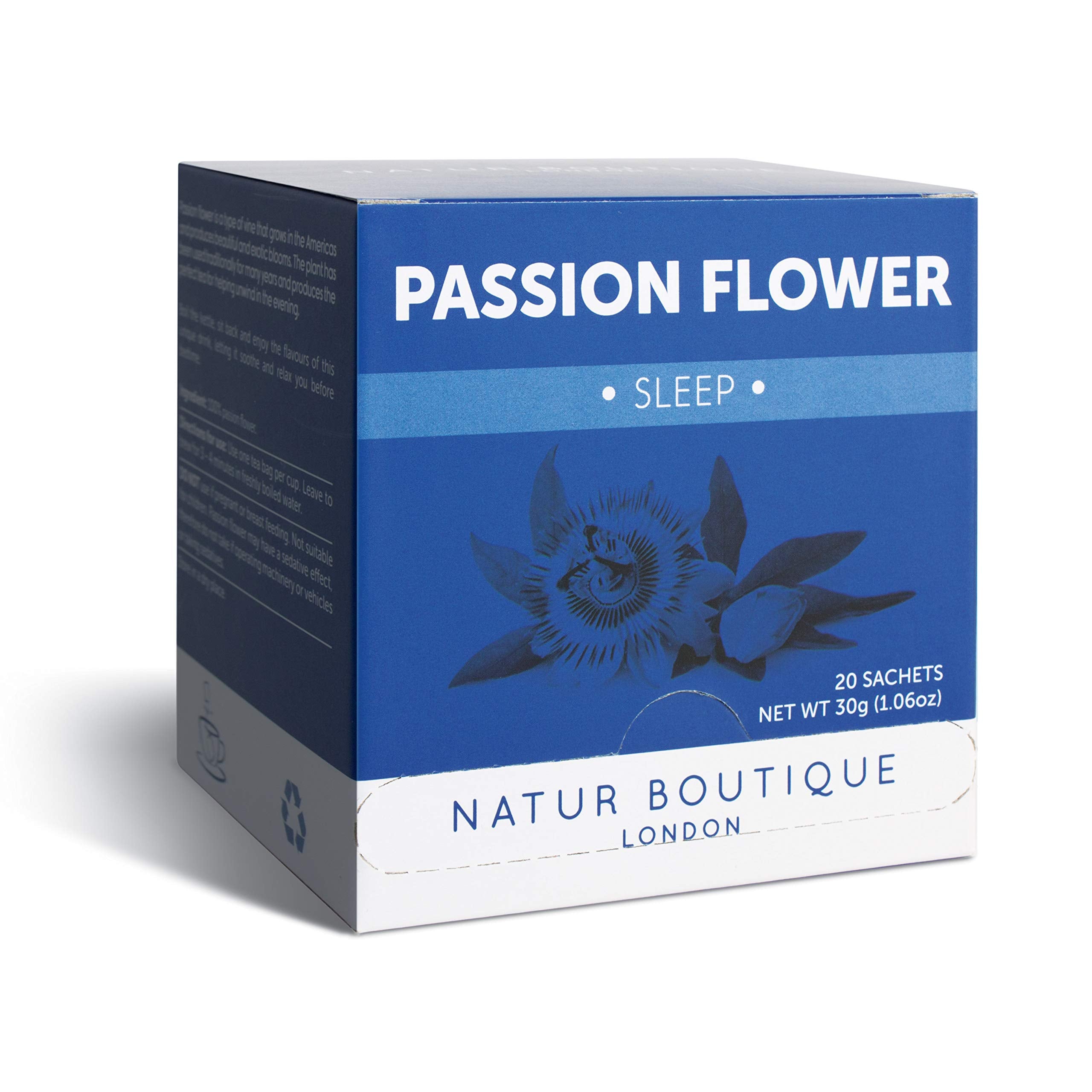 Natur Boutique Passion Flower Herbal Tea - Promotes Relaxation & Sleep | 20 Teabags, 30g