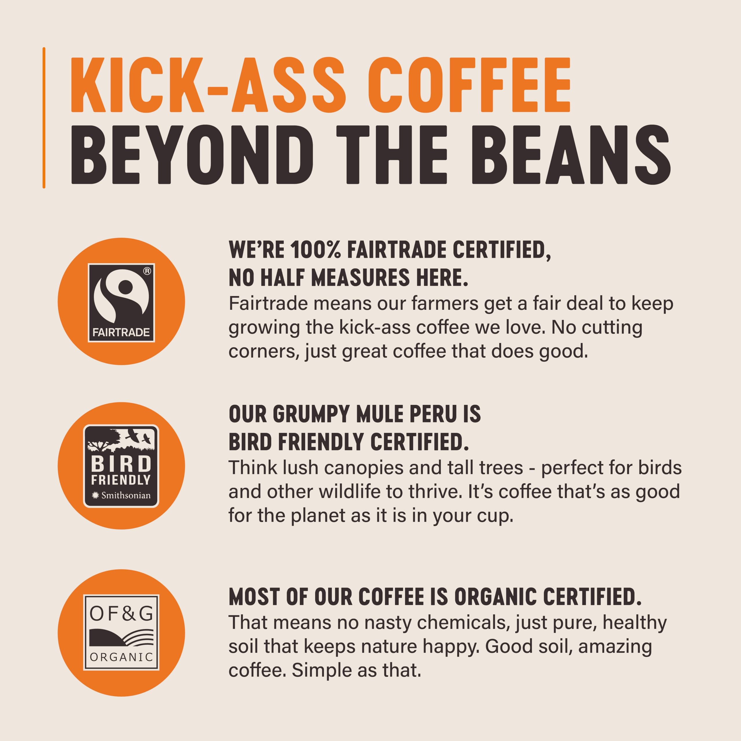 Grumpy Mule High and Mighty Espresso Blend Whole Coffee Beans - Fairtrade Arabica Coffee with Cocoa and Hazelnut Notes 11