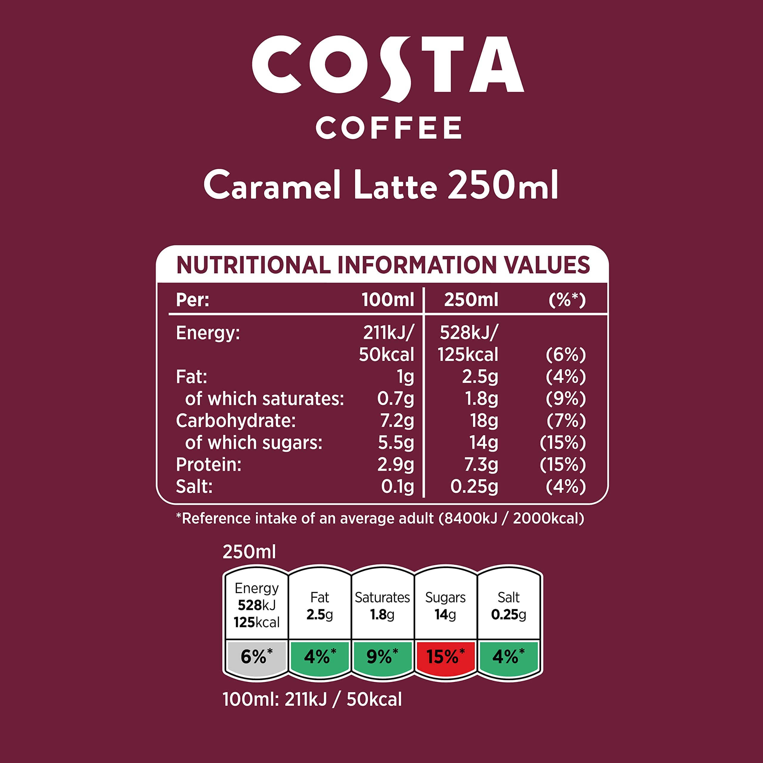 Costa Coffee - Caramel Latte Ready to Drink 4 x 250 ml 3