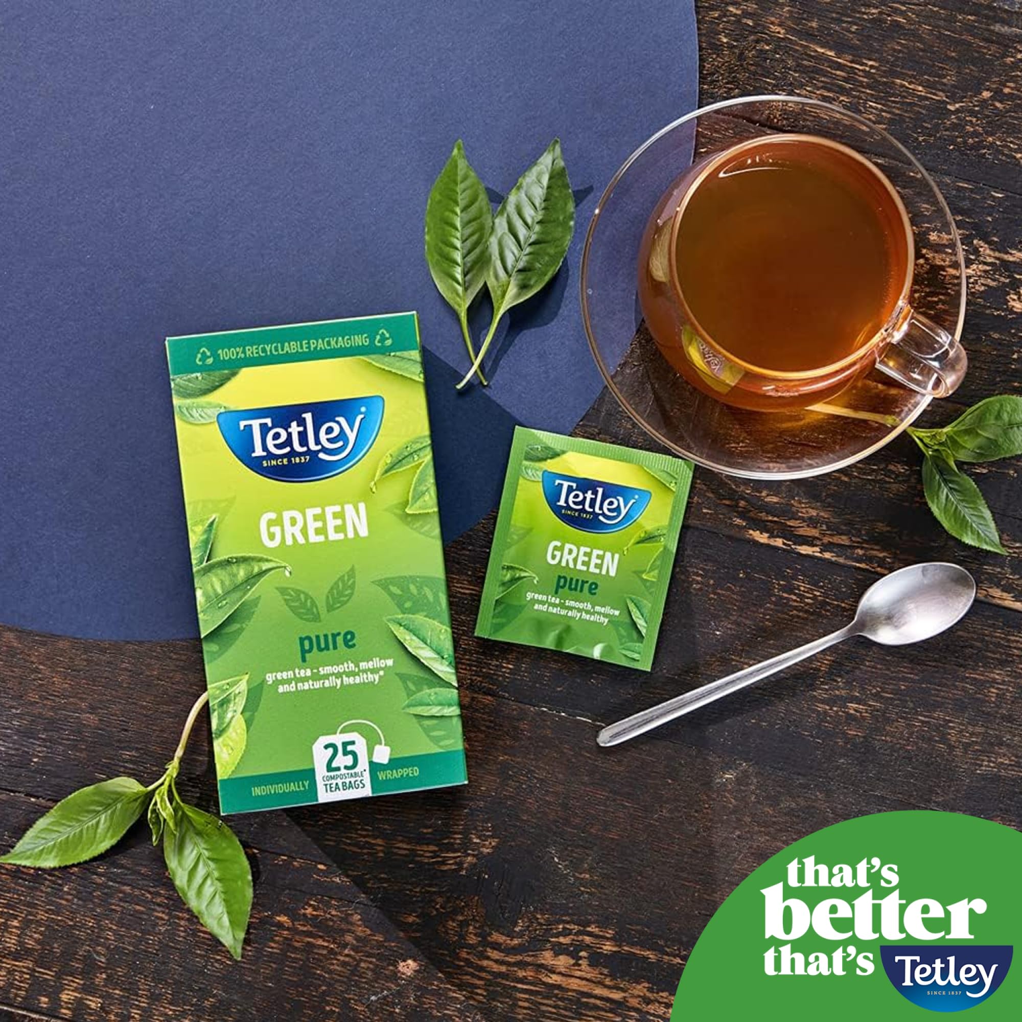 Tetley Pure Green Tea Bags – Natürlich mild und erfrischend – Rainforest Alliance-zertifiziert – 150 Teebeutel (6 x 25) 5
