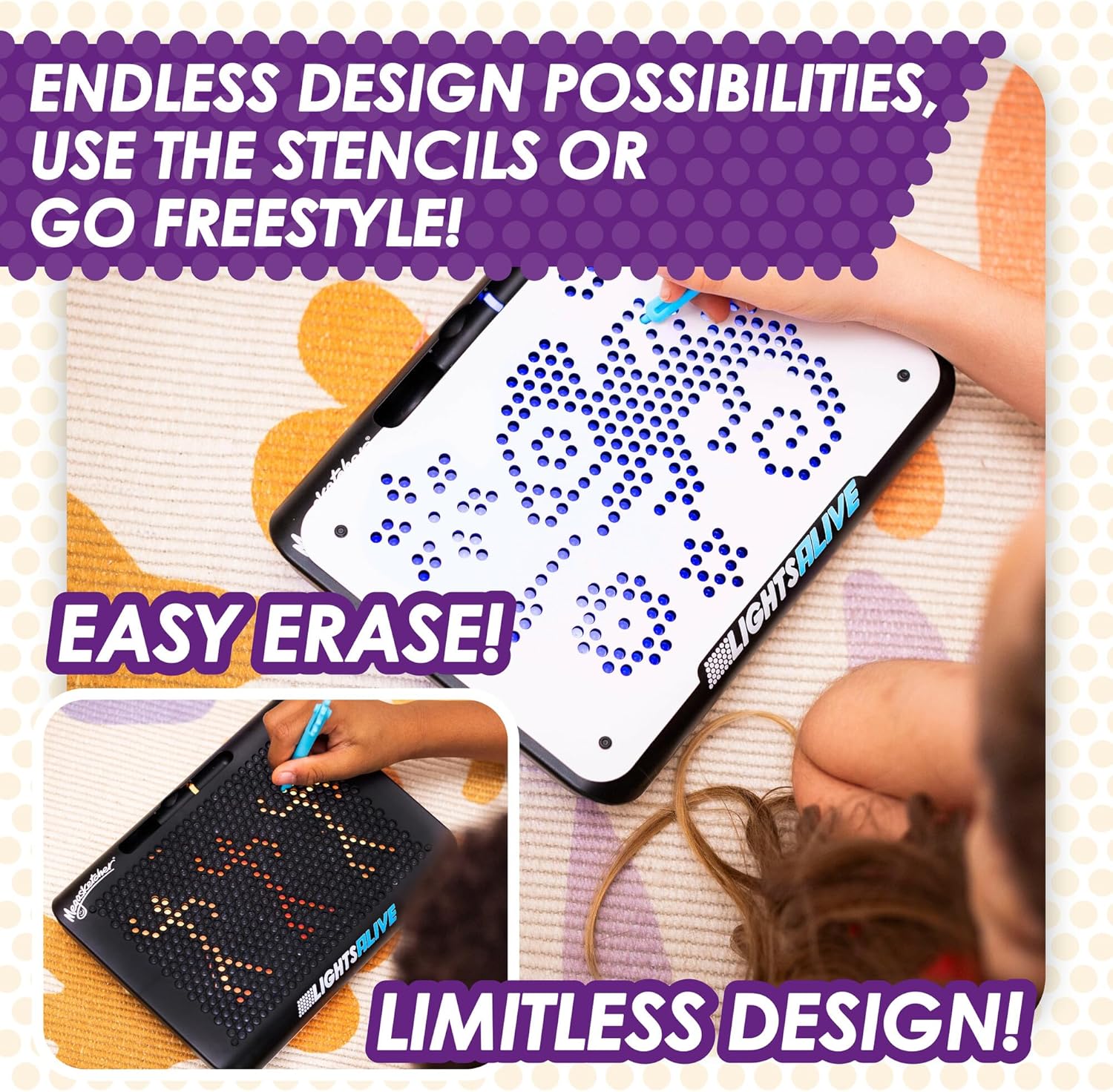 Megasketcher Lights Alive - Light-Up Drawing Pad for Kids with 8 Colors & 4 Effects 5