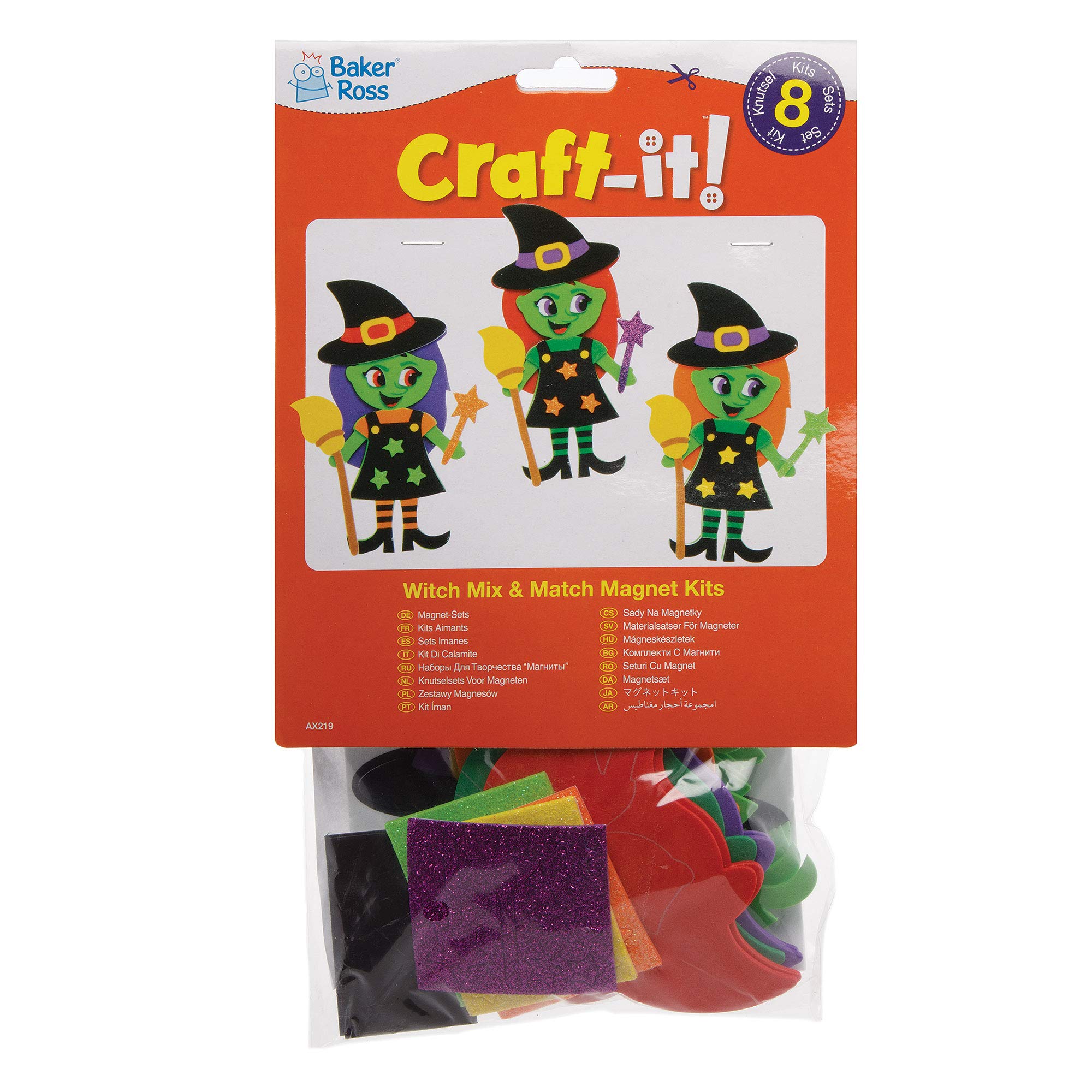 Baker Ross Witch Mix and Match Halloween Decoration Magnet Kits - Pack of 8, Ages 3+ 5