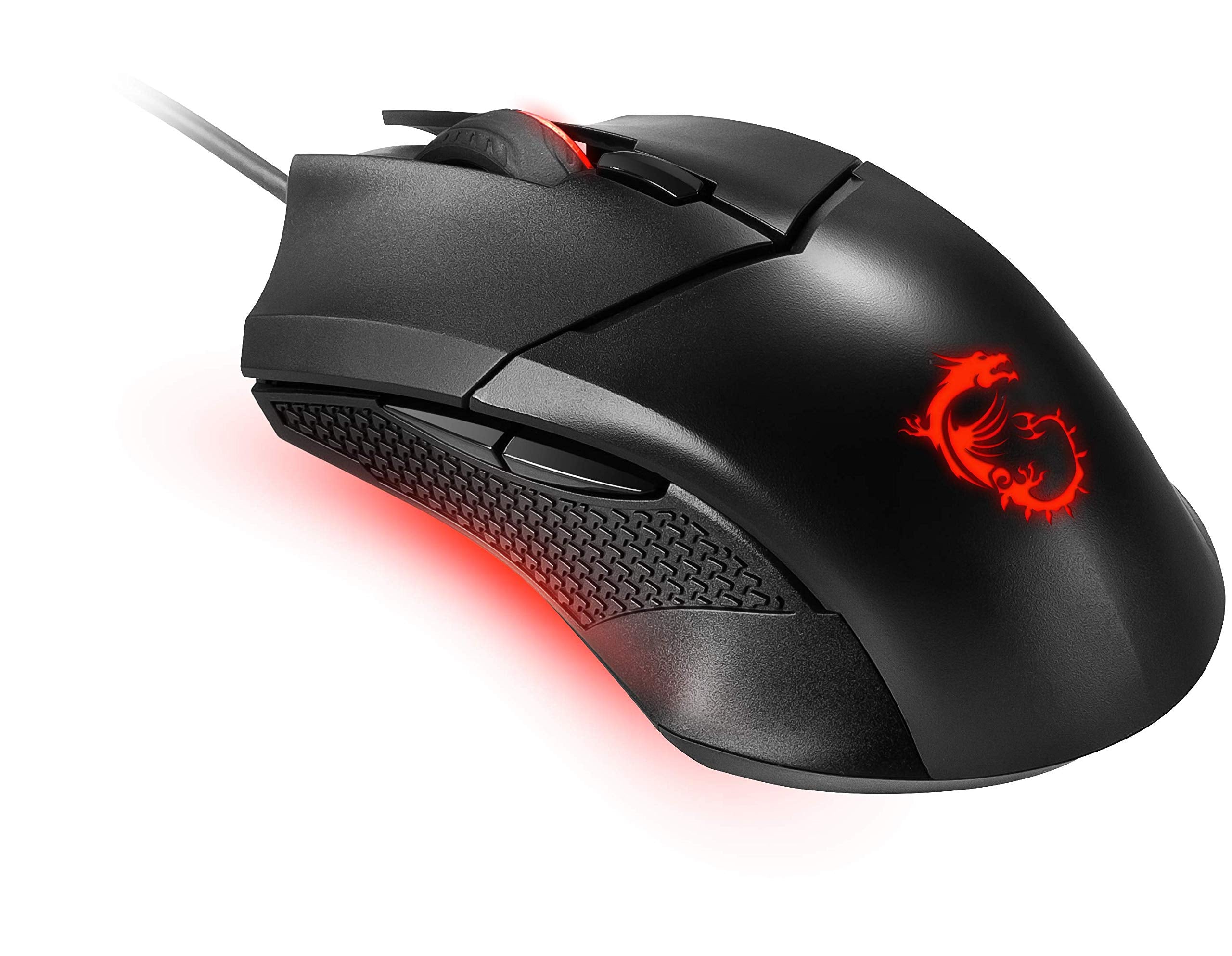 MSI Clutch GM08 Gaming Mouse - 4200 DPI Optical Sensor, Adjustable Weight, 6-Button Symmetrical Design, Red LED, 92g - Wired 8