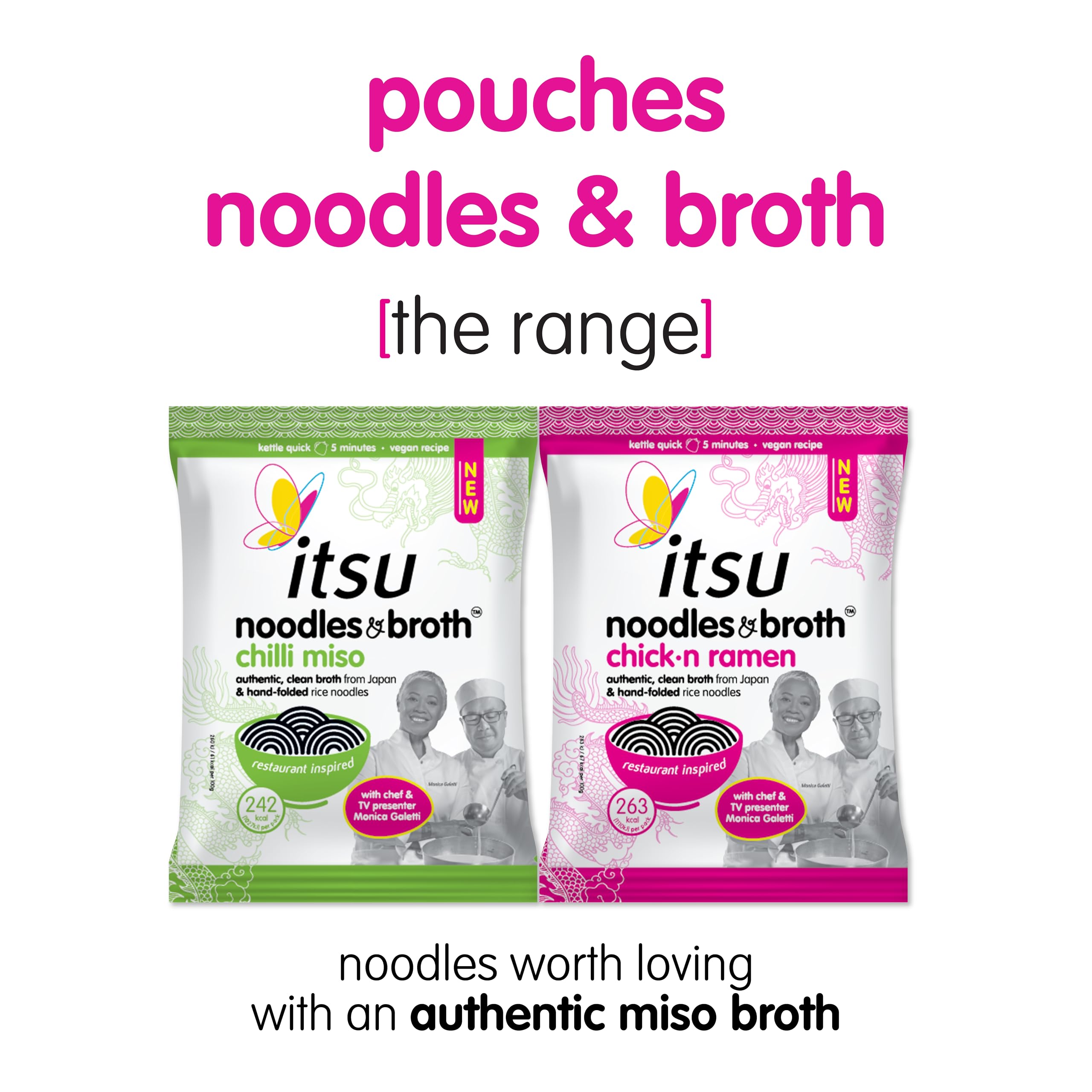 Itsu Chickn Noodles & Broth Pouch 82g - Pack of 6 | Gluten Free Vegan Instant Noodles 3