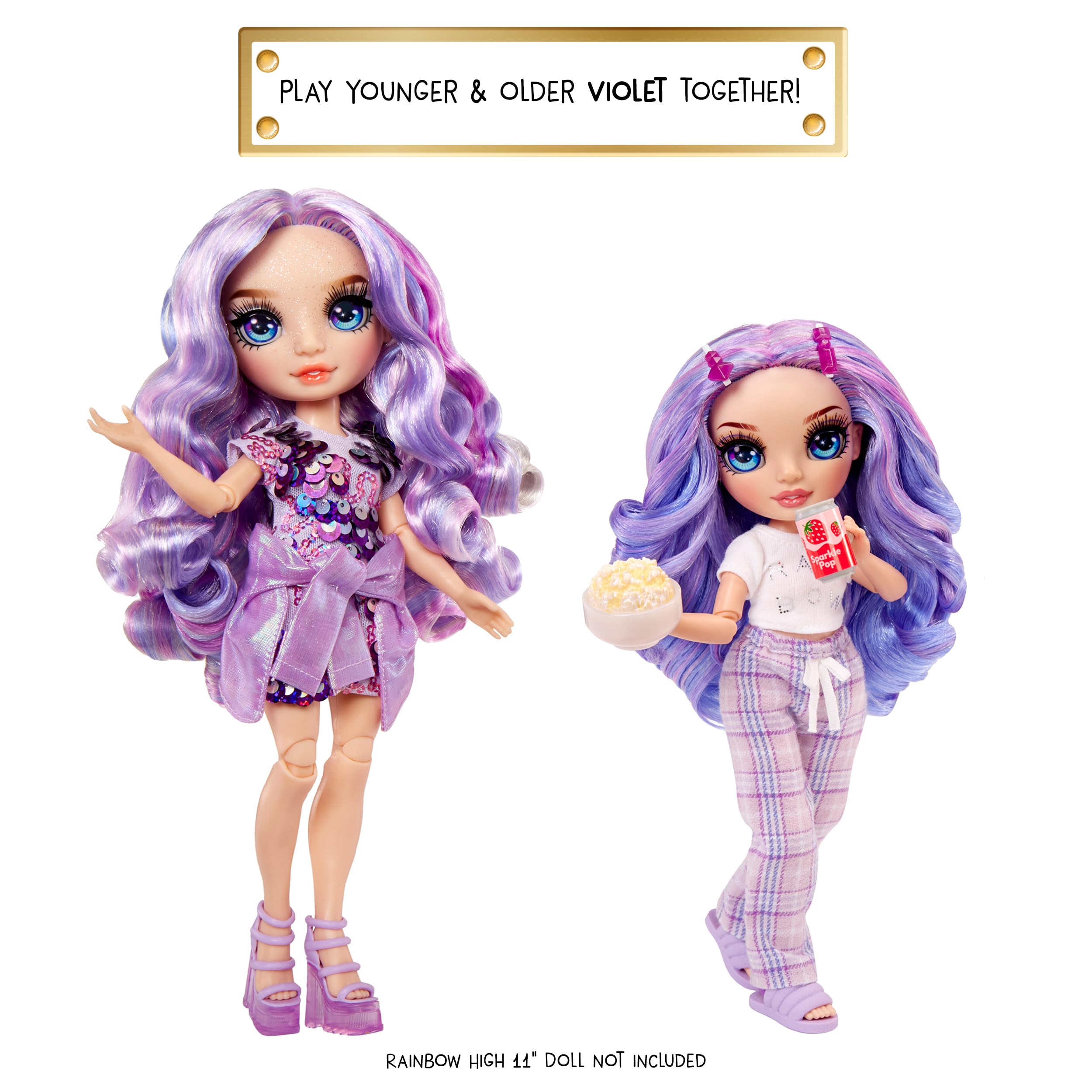 Rainbow High Junior High PJ Party - Violet (Purple) - 22 cm Posable Doll with Pyjamas, Slippers & Accessories - Ages 4-12 5
