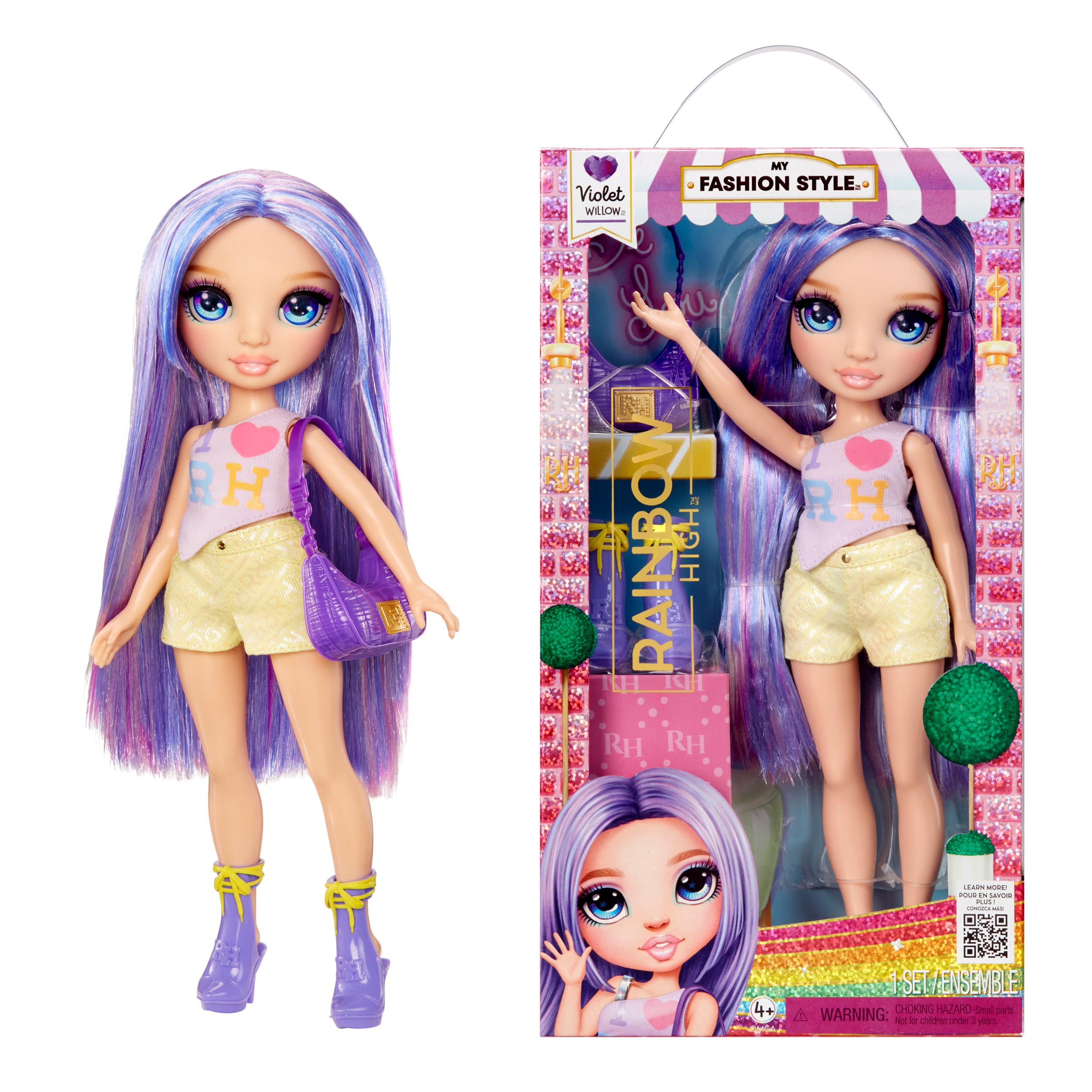 Rainbow High Violet Fashion Doll - 28cm Purple Poseable Doll with Iridescent Outfit & Handbag
