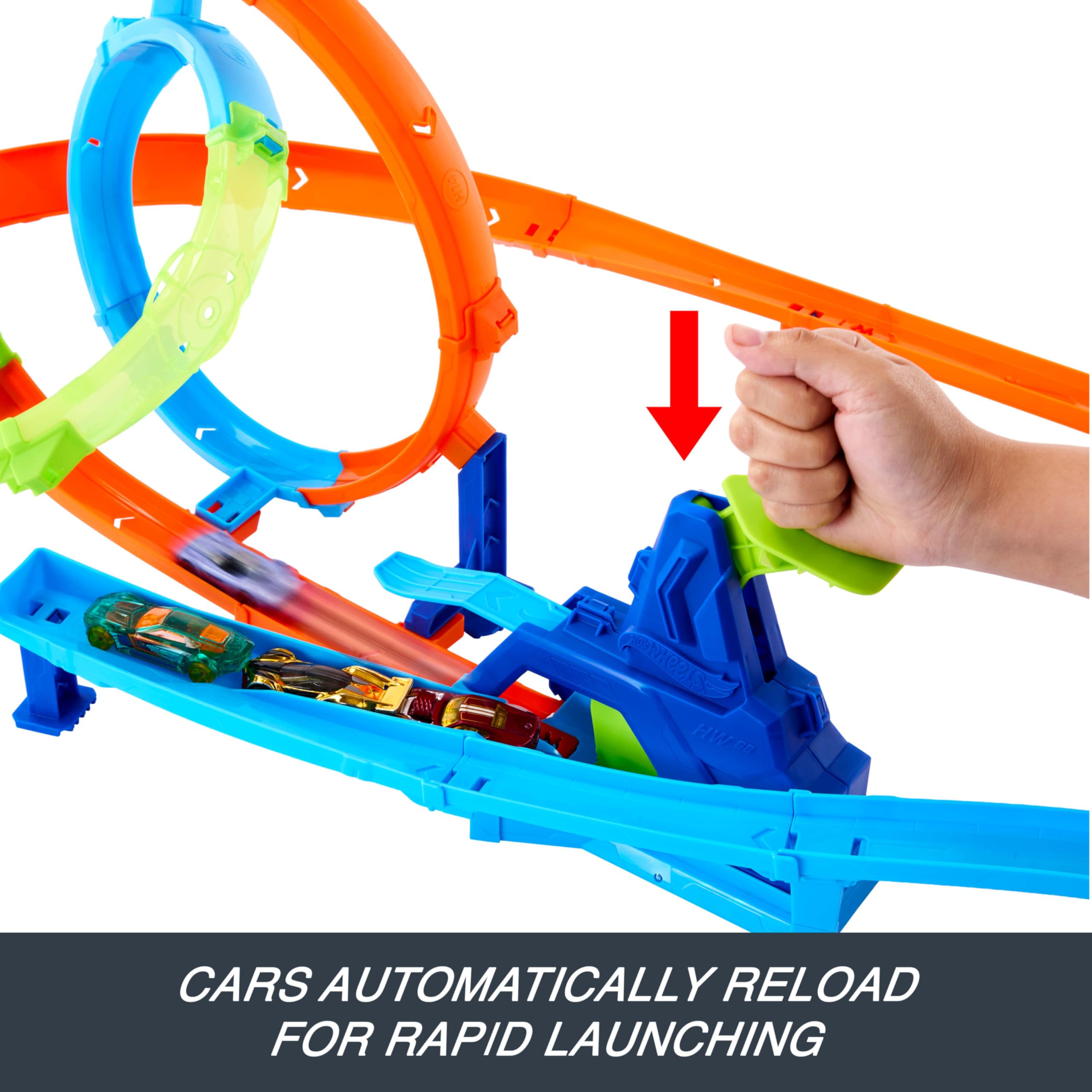 Hot Wheels Stunt Tracks Rapid Launch Cyclone Track Set JHK73 | Multicolor | Ages 4+ 4