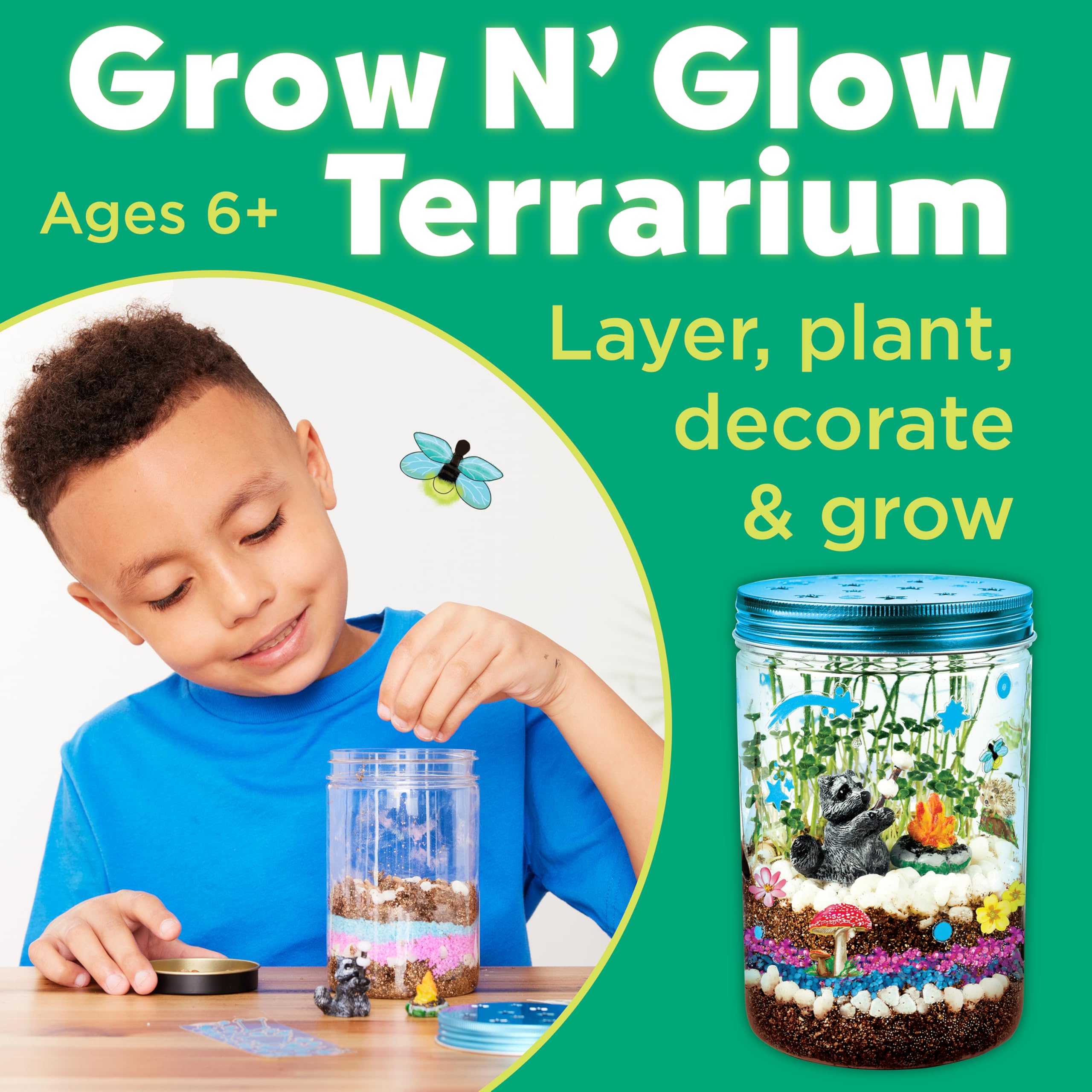 Creativity for Kids Grow 'N Glow Terrarium Kit - DIY Miniature Garden with Glow-in-the-Dark Stickers 5