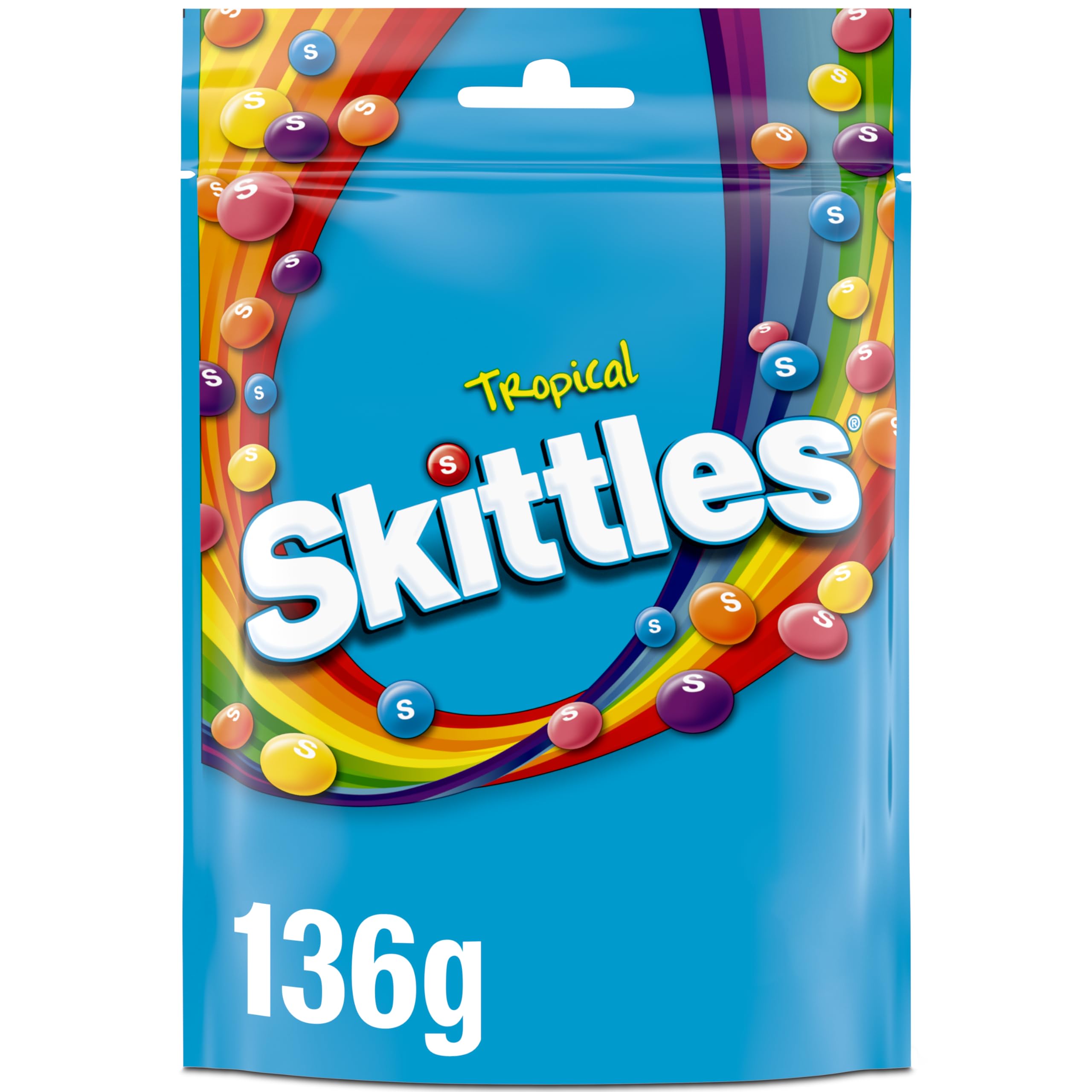Skittles Kaubonbons mit tropischen Früchten, veganer Beutel, 136 g