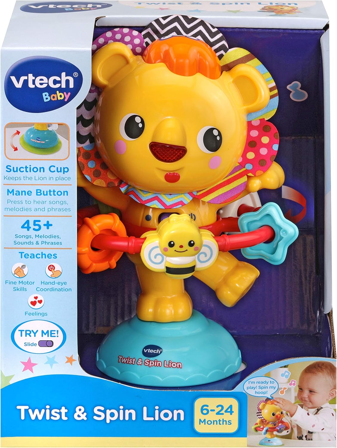 VTech Twist and Spin Lion - Interactive Musical Toy with Lights & Suction Cup for 6+ Months 4