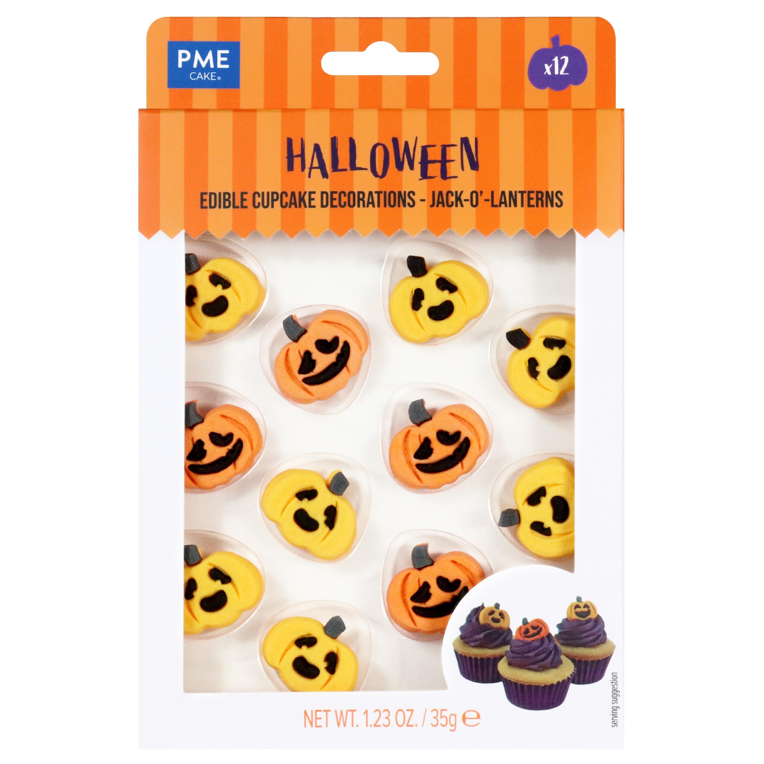 PME - Halloween Edible Sugar Decorations - Pumpkins (Set of 12)