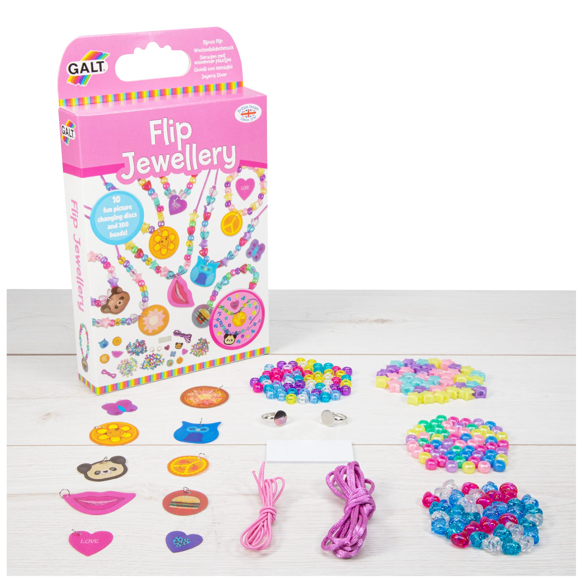 Galt Flip Jewellery Craft Kit - Picture Changing Discs & 200 Beads for Kids 5+ 4