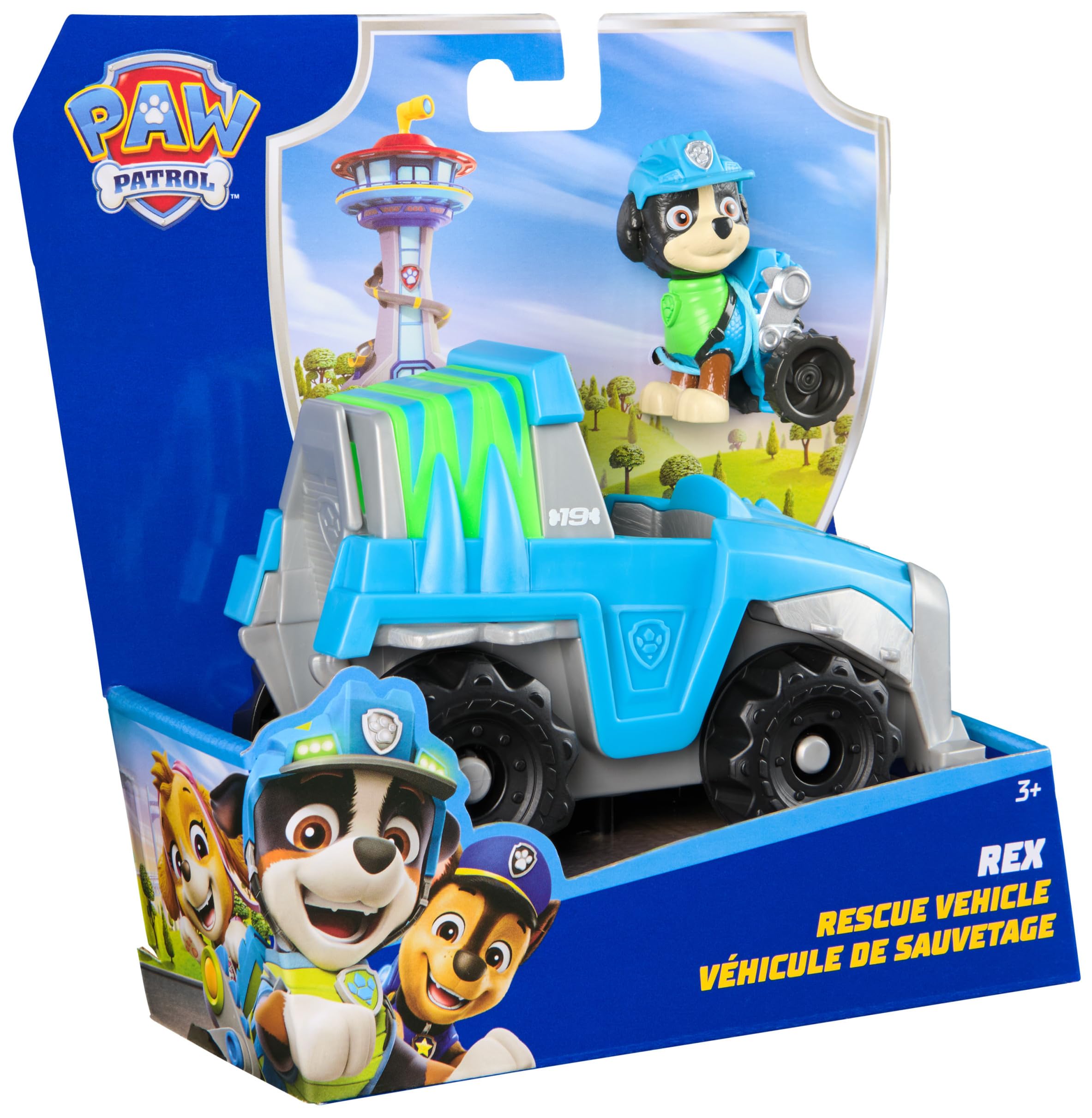 Paw Patrol Rex’s Dinosaur Rescue Vehicle with Collectible Action Figure - Sustainably Made Toy Truck for Kids 3+ 6