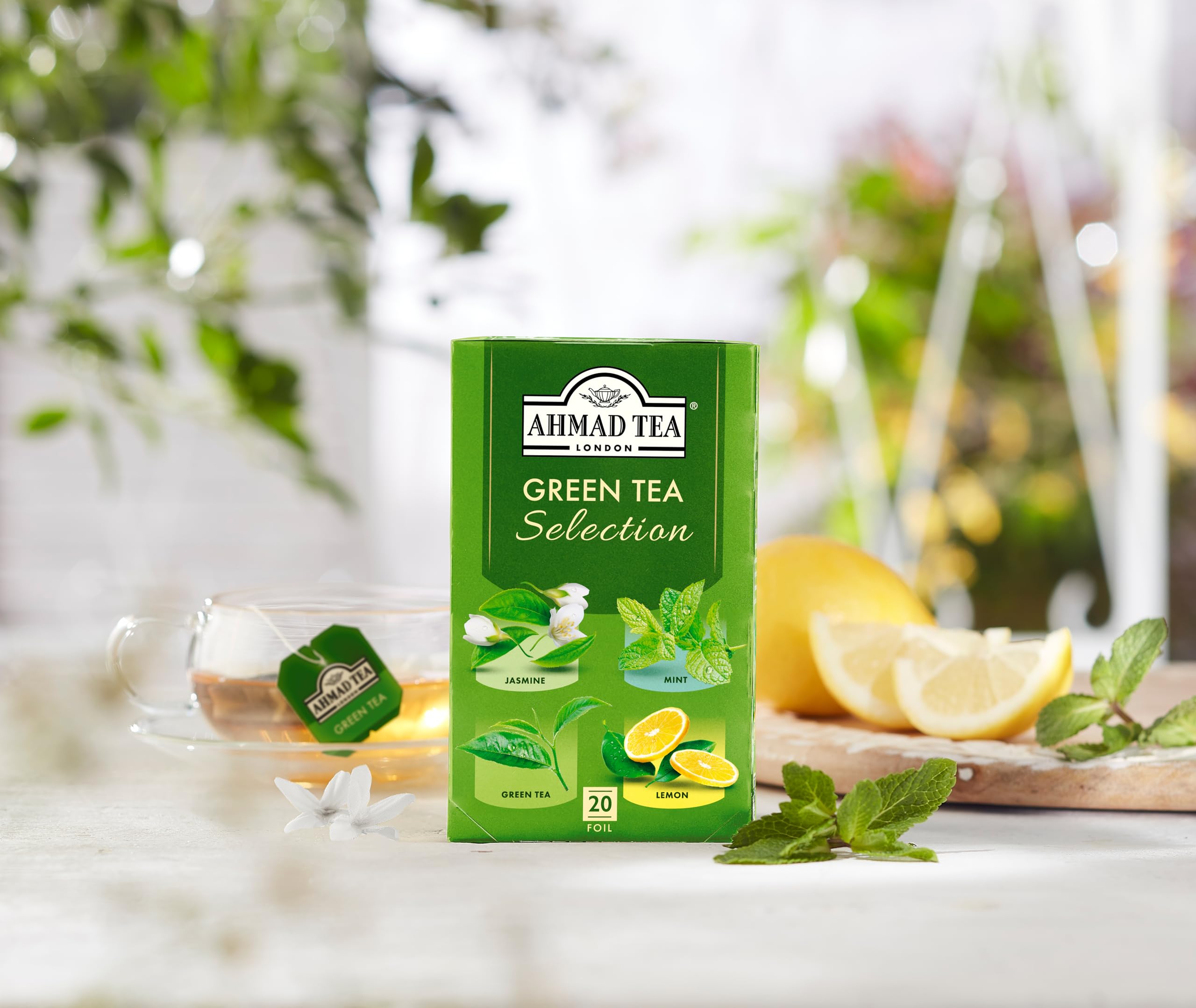 Ahmad Tea Green Tea Selection Pack - 20 Teabags with Jasmine, Mint & Lemon Varieties 4