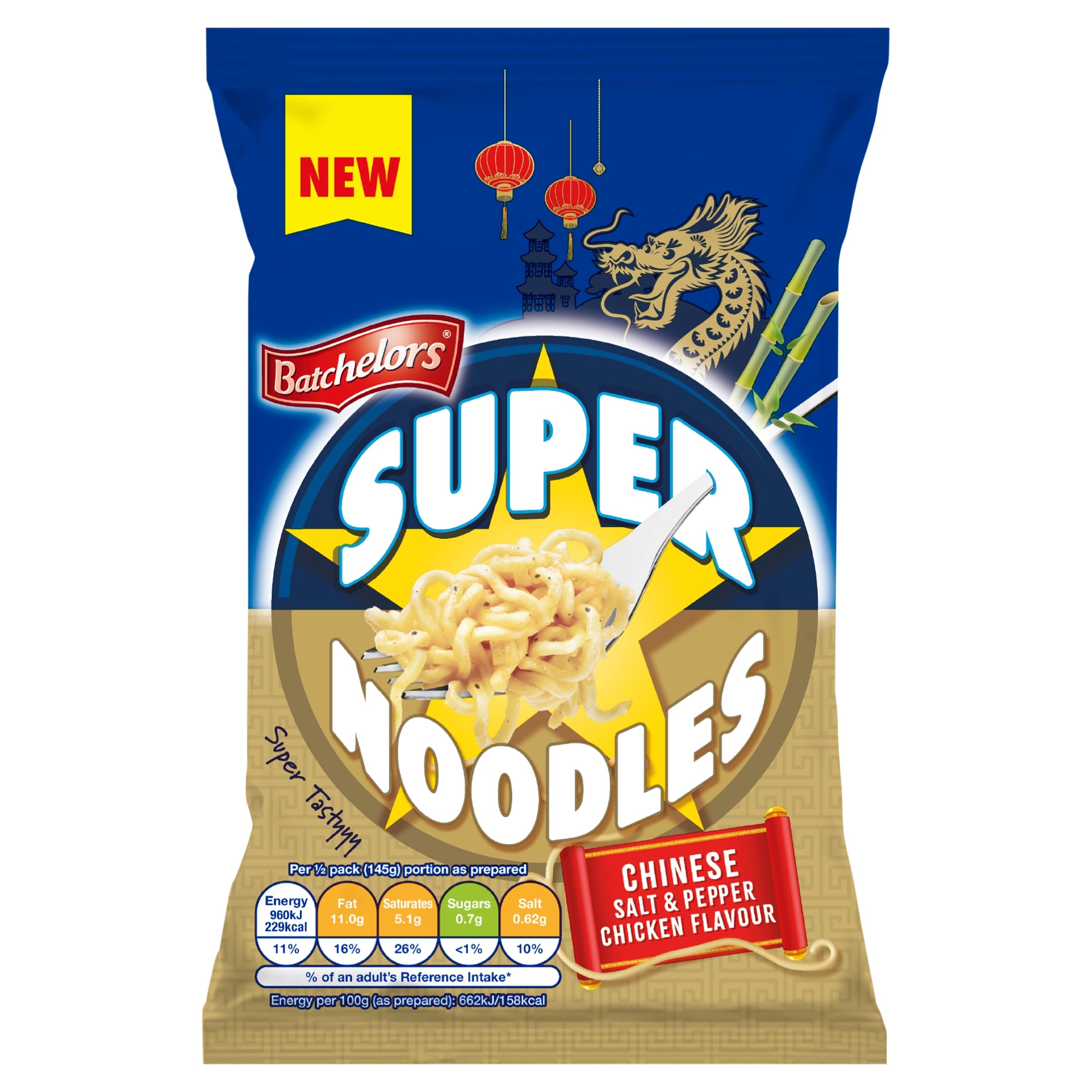 Batchelors Super Noodles Chinesischer Salz- und Pfeffer-Hühnergeschmack Instant-Snack 6
