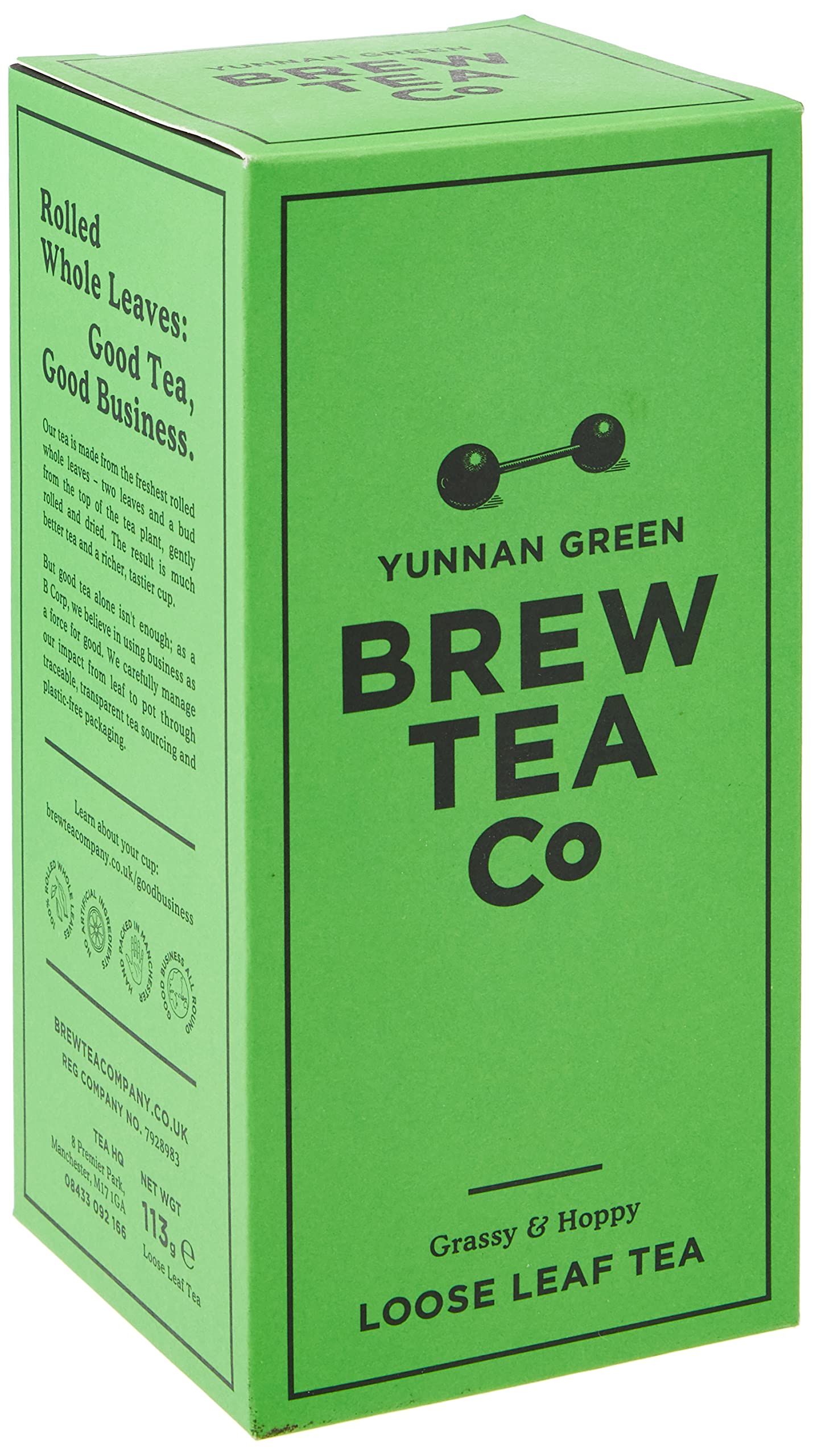 Brew Tea Co Yunnan Green Loose Leaf Tea - Grassy & Hoppy - 113g