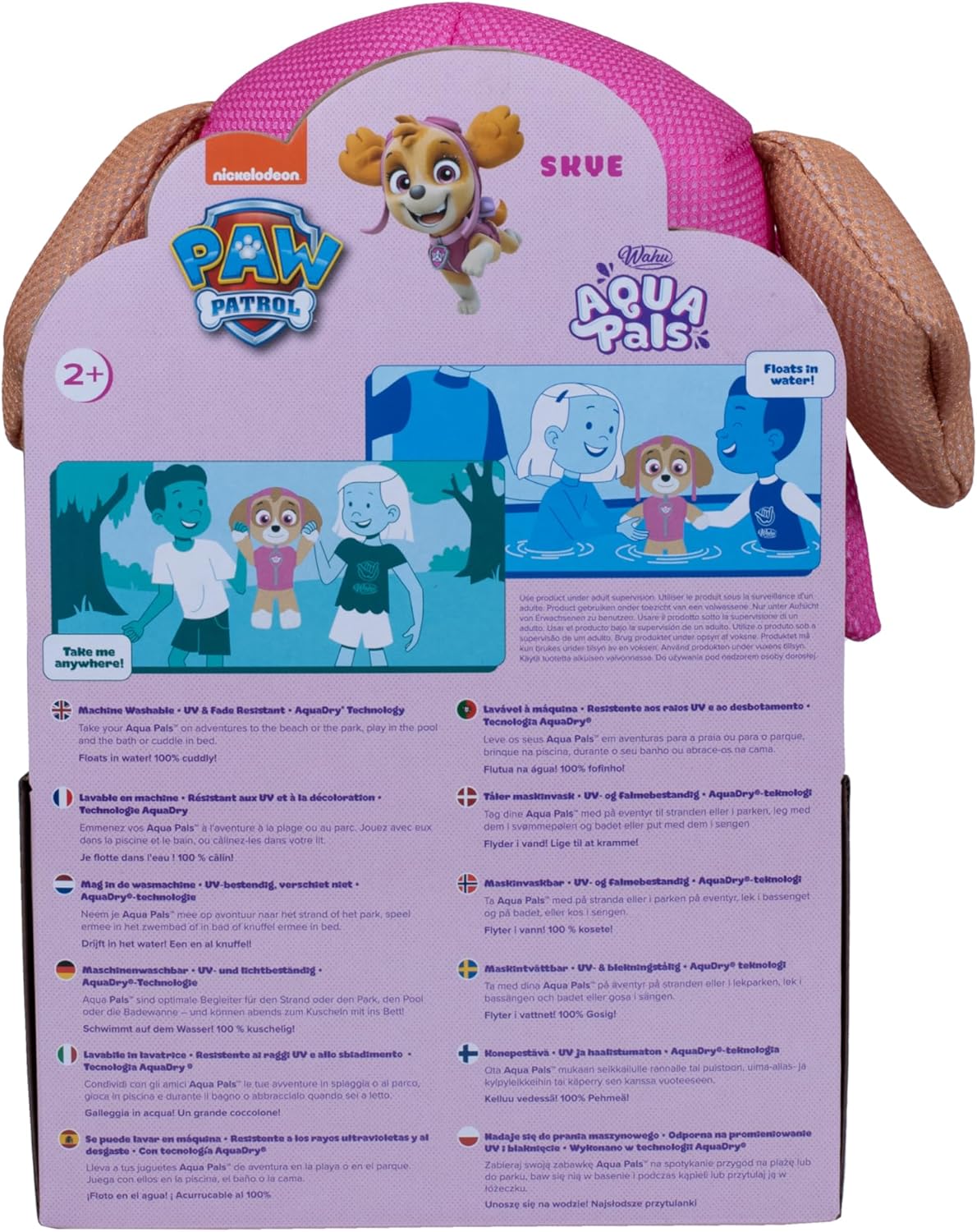 Wahu Aqua Pals Paw Patrol Skye Medium Plush Toy - Pool, Bath & Beach Play for Toddlers 2+ 3