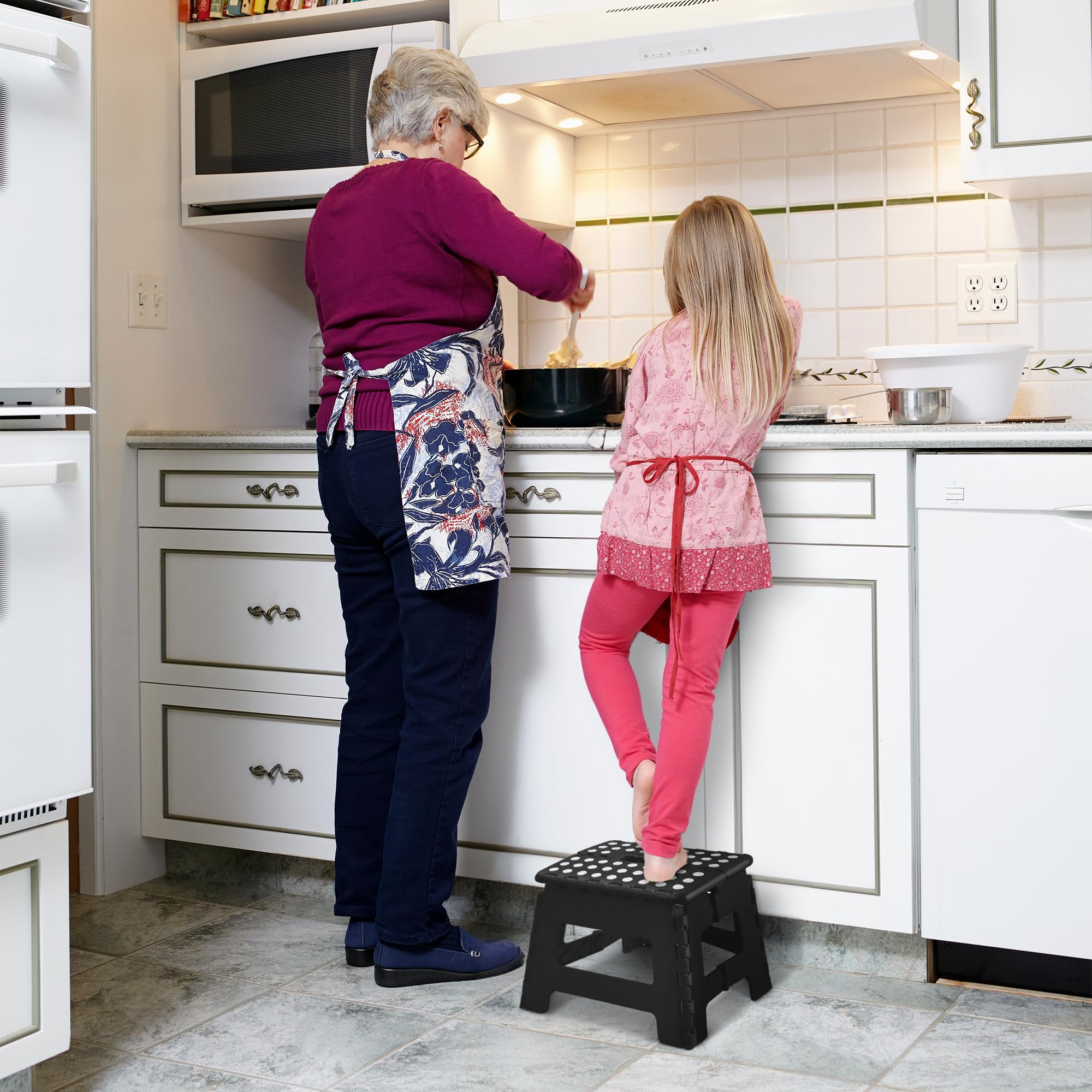 KEPLIN 9 Inch Heavy Duty Folding Step Stool | Plastic | Black | 150kg Capacity 7