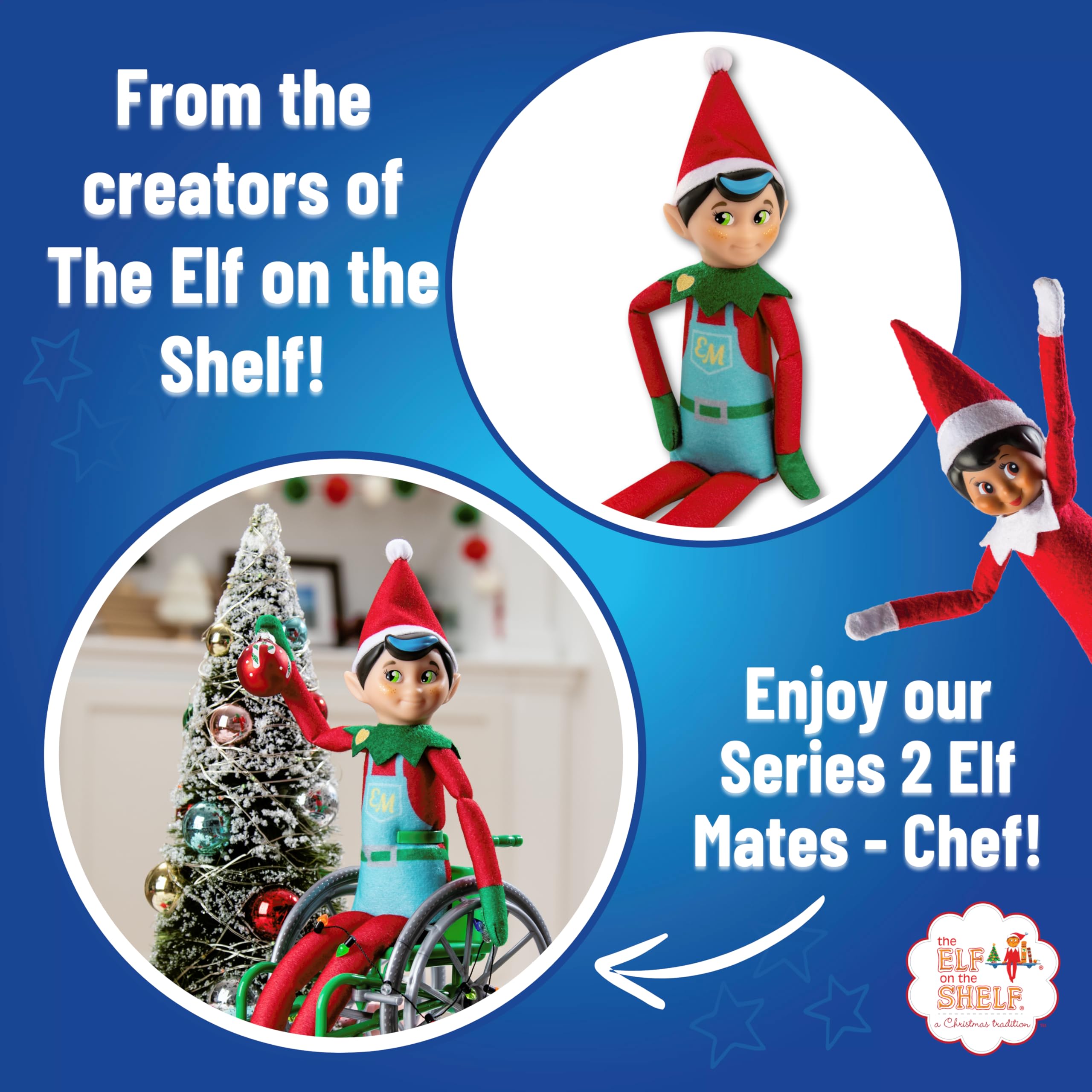 The Elf on the Shelf - Elf Mates Chef Blue Plush Elf with Velcro Hands 4